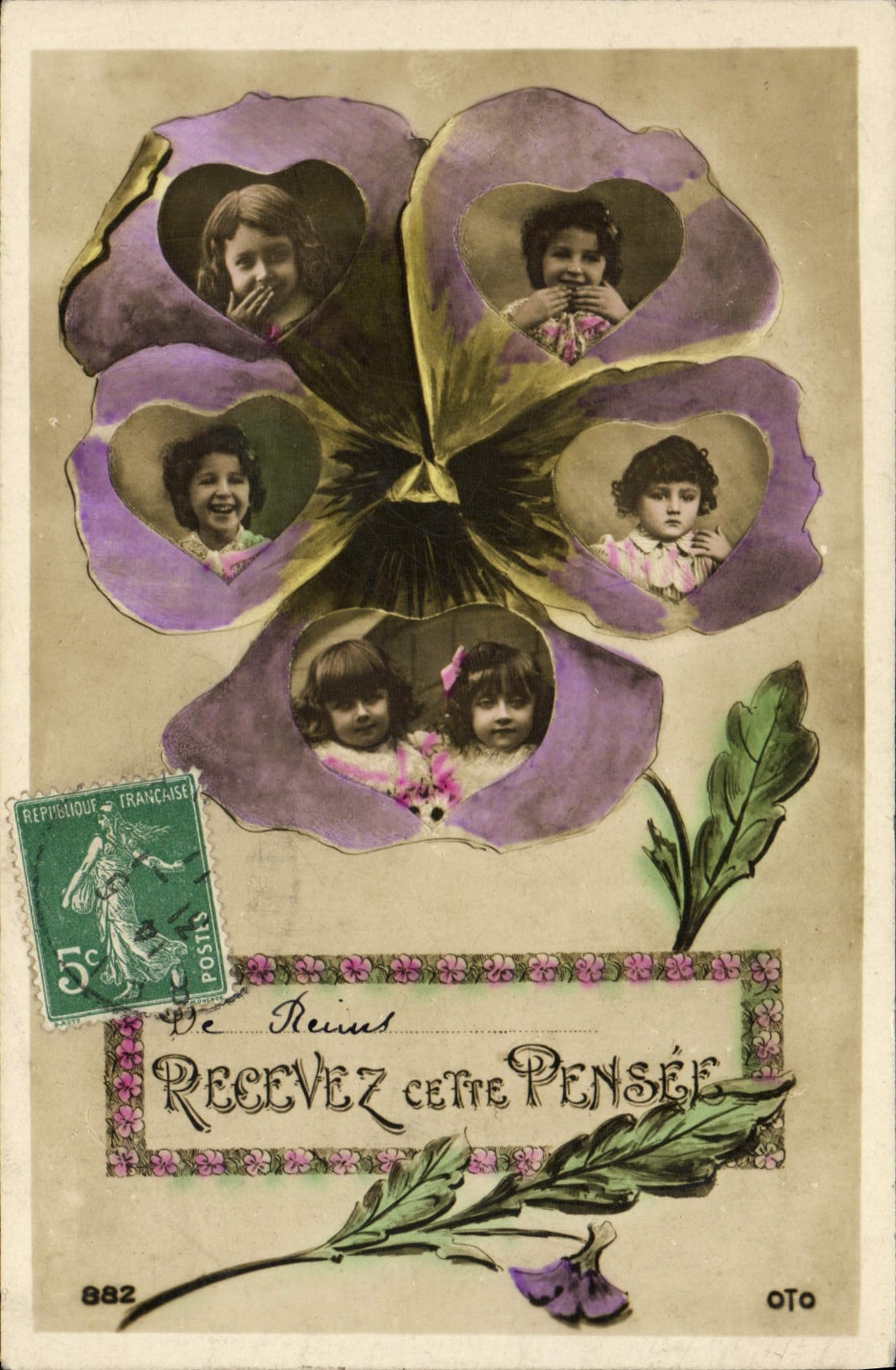 CPA Fantaisie Enfant Fleurs