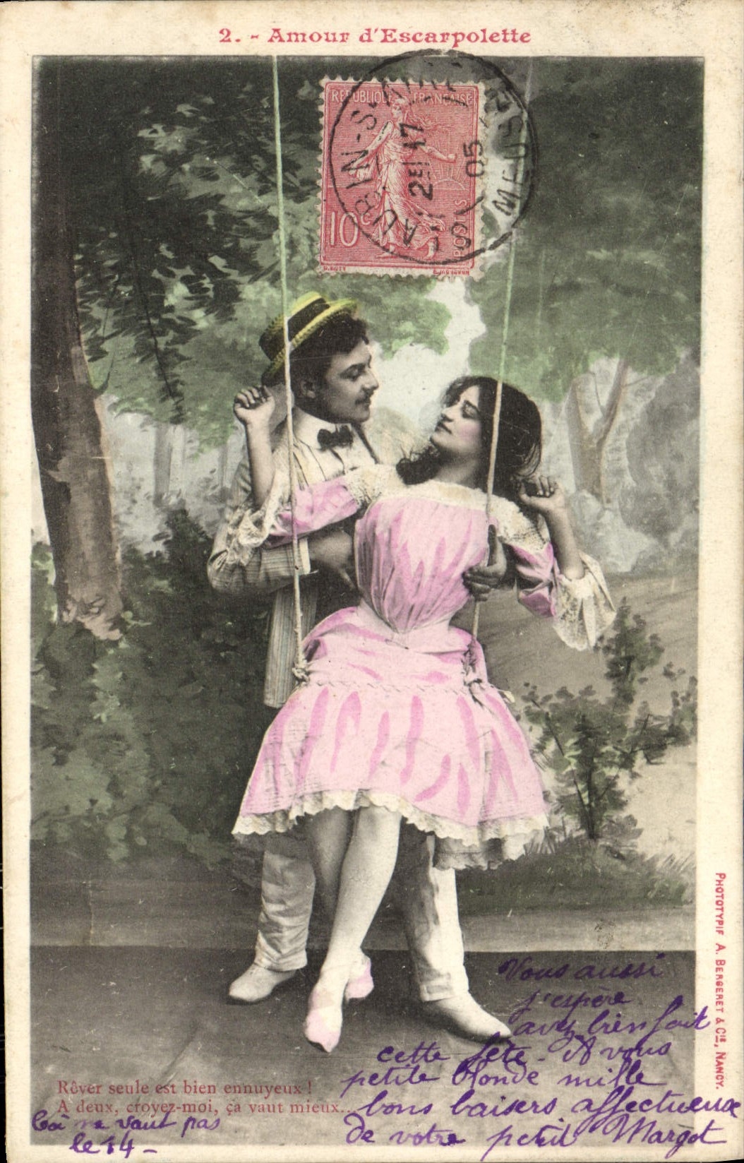 VINTAGE POSTCARD Fantasy Woman Love of Swing