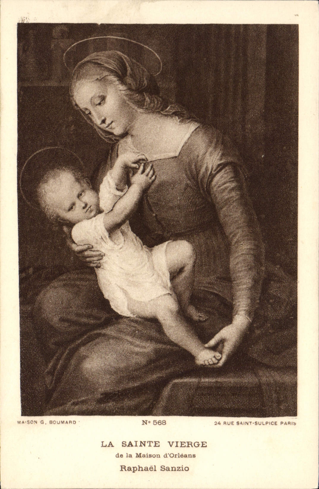 VINTAGE POSTCARD Fantasy the Blessed Virgin of the House of Orleans Raphael Sanzio