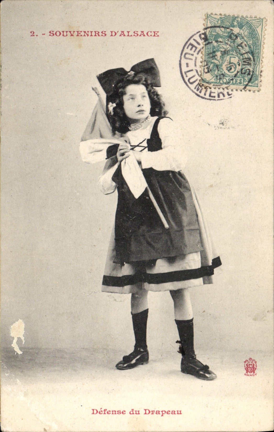 VINTAGE POSTCARD Fantasy Child Alsace Defense of the flag