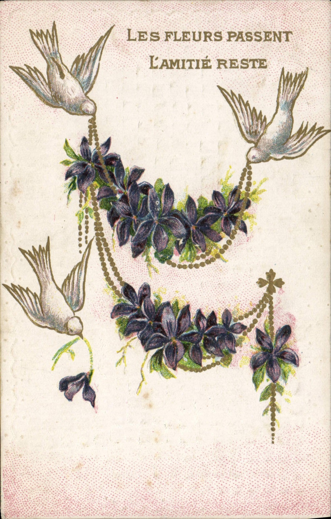 CPA Fantaisie Fleurs Colombe