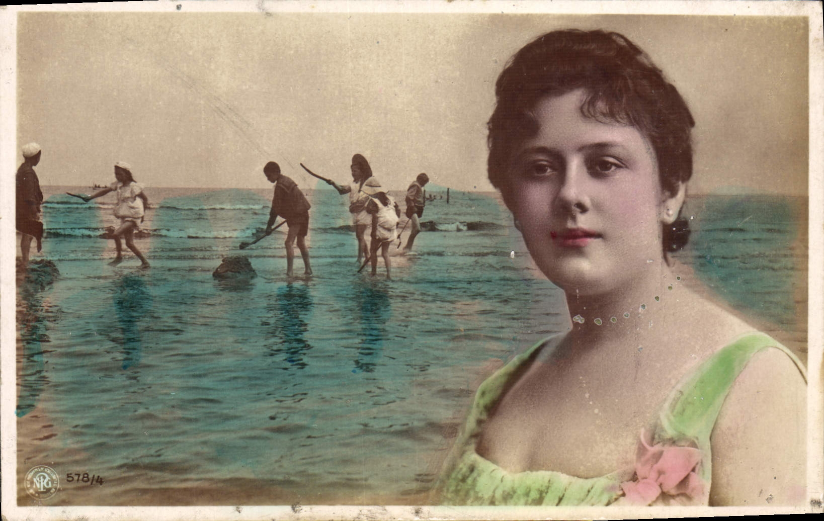 VINTAGE POSTCARD Fantasy Woman Beach