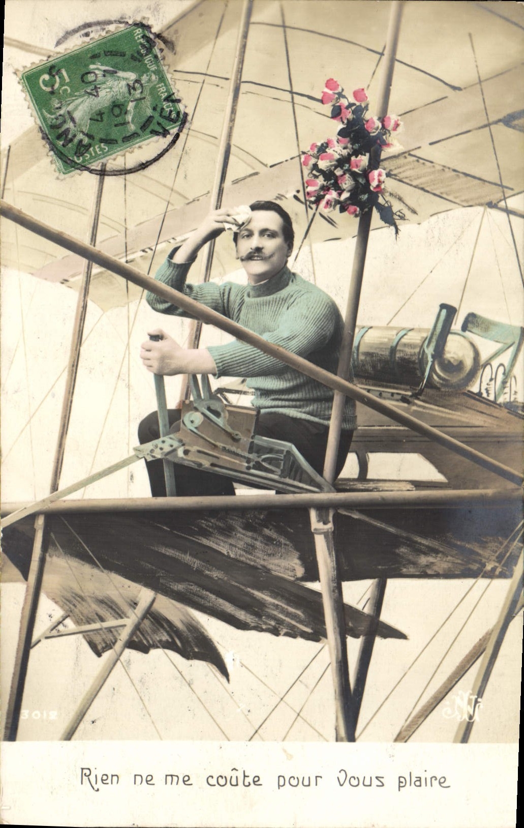 CPA Fantaisie Homme Avion