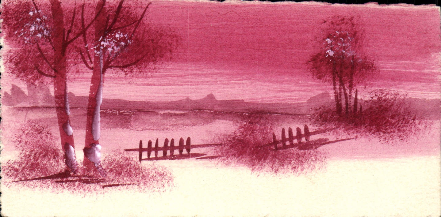 VINTAGE POSTCARD Fantasy Landscape (drawing with the hand)