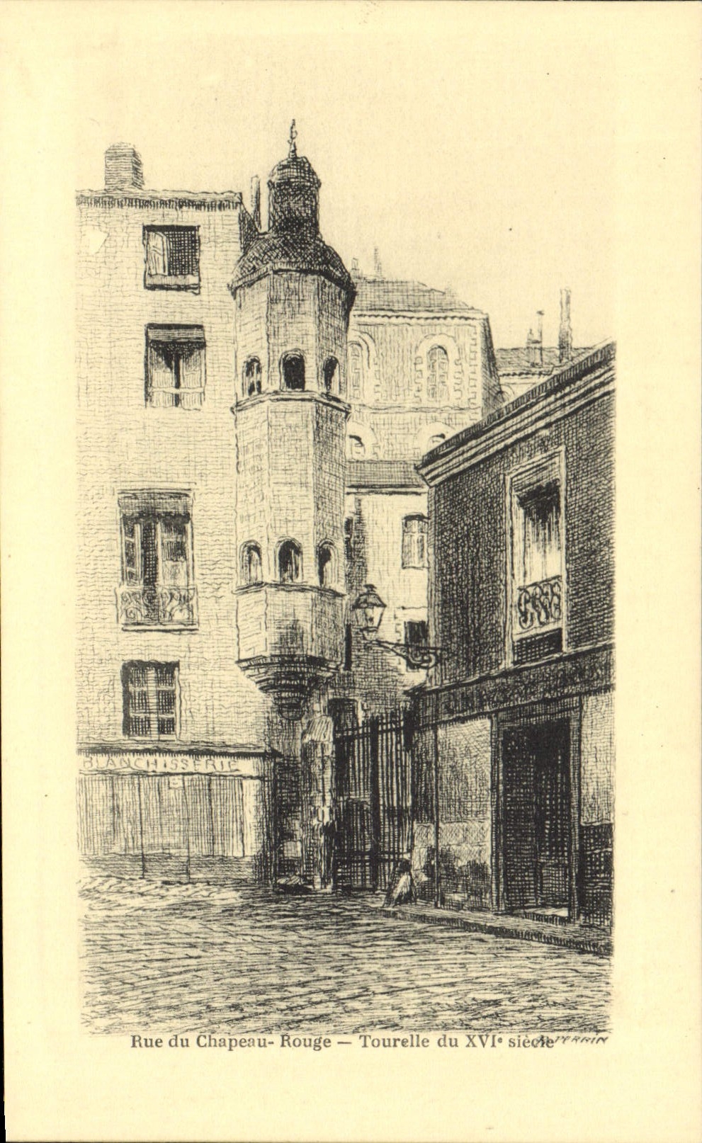 CPA Rue du Chapeau Rouge Tourelle du 16eme