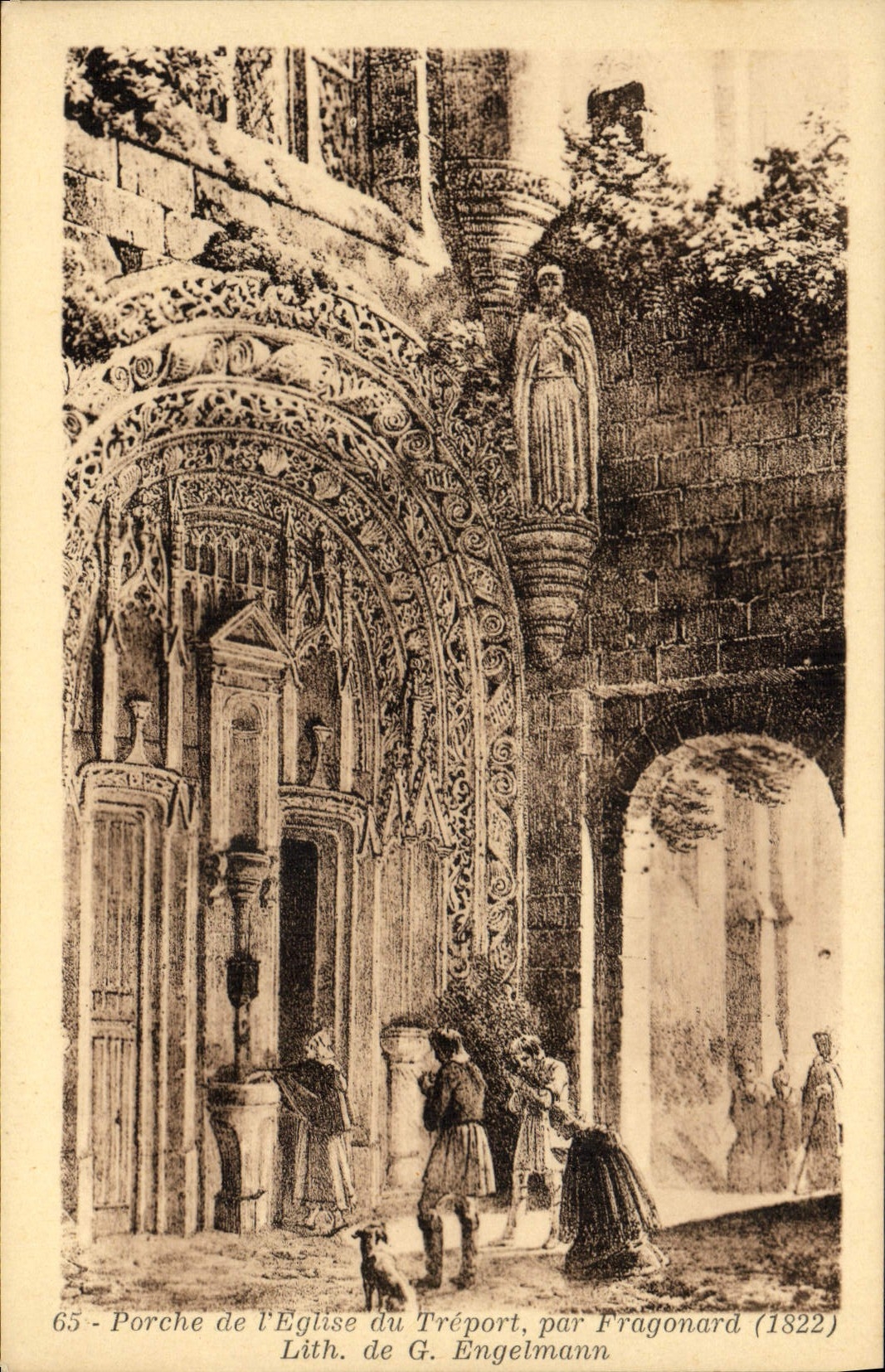 CPA Porche de l'eglise du Treport par Fragonard