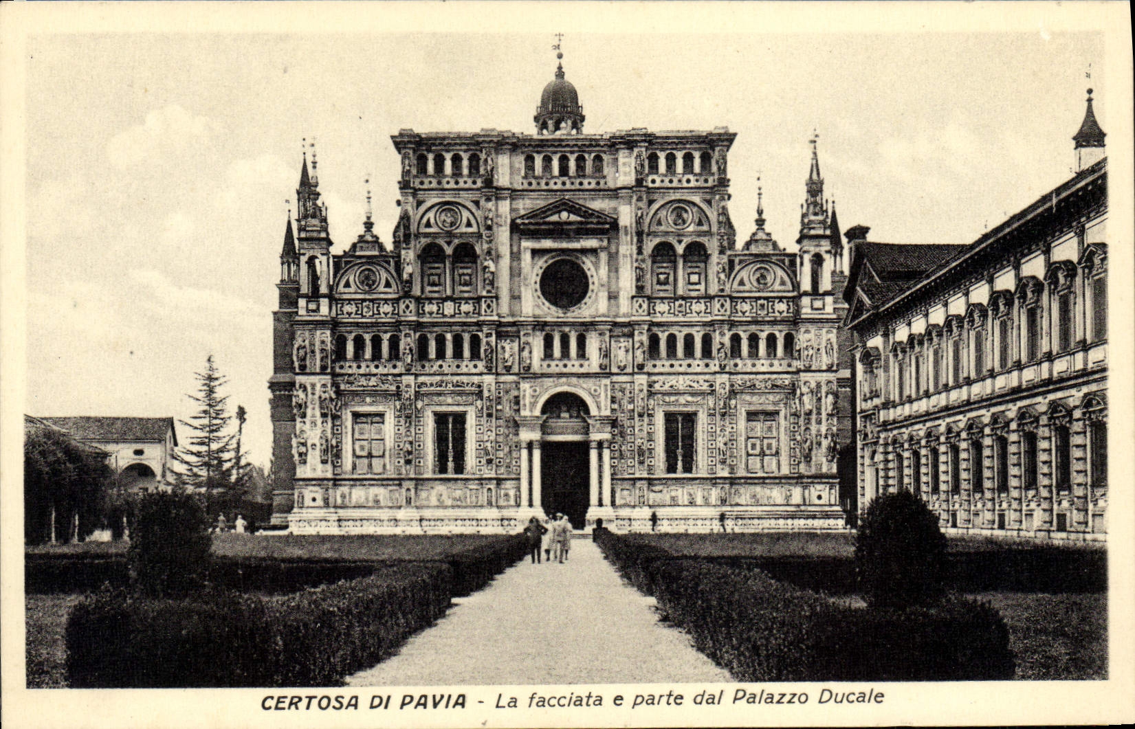 CPA Certosa Di Pavia La Facciata e parte dal Palazzo ducale