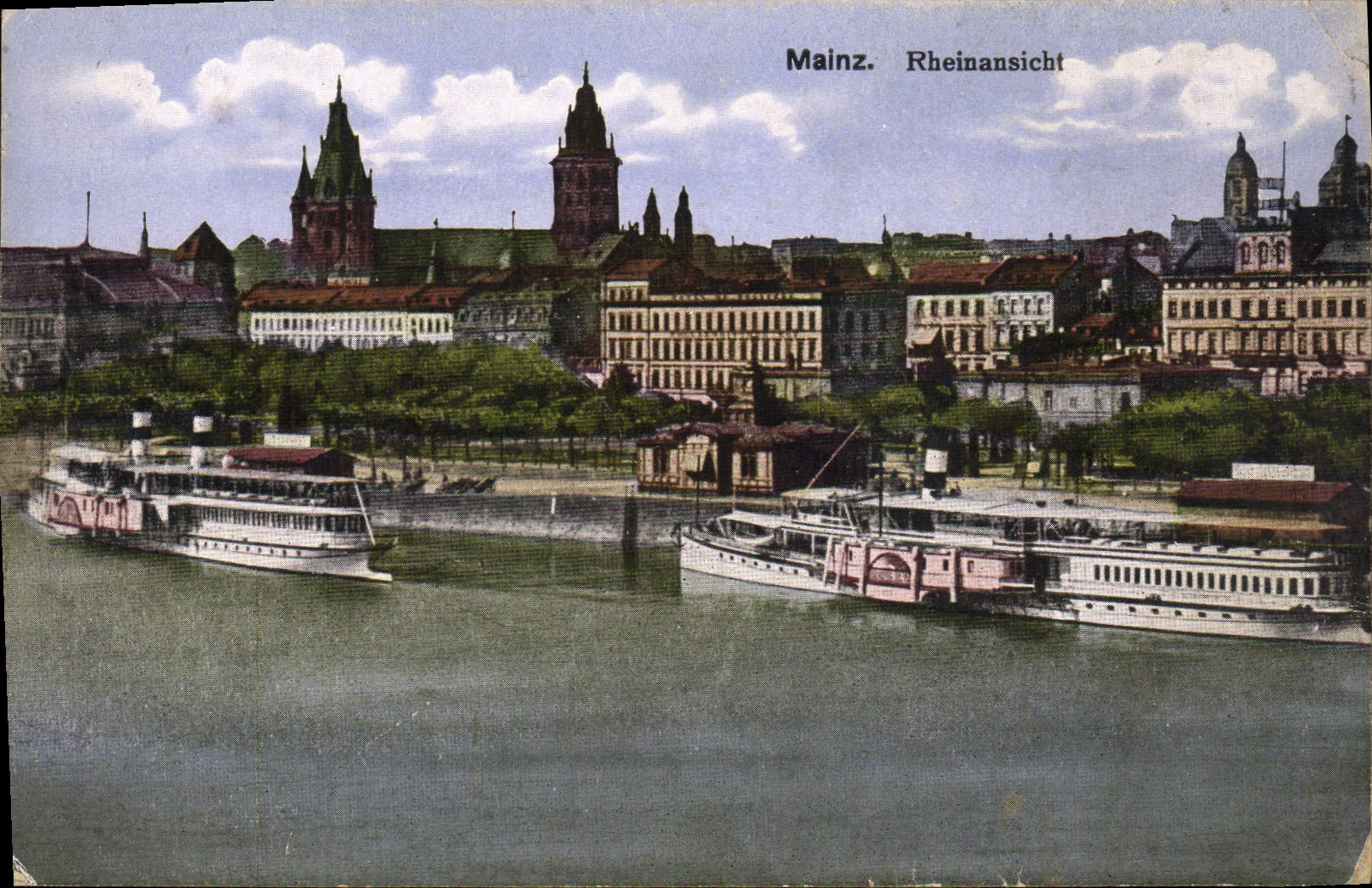 VINTAGE POSTCARD Mainz Rheinansicht