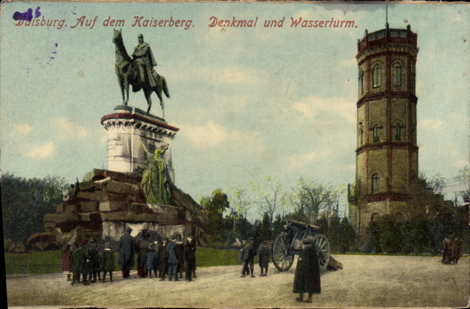 CPA Duisburg Auf dem Kaiserberg Denkmal Und Wasserturm