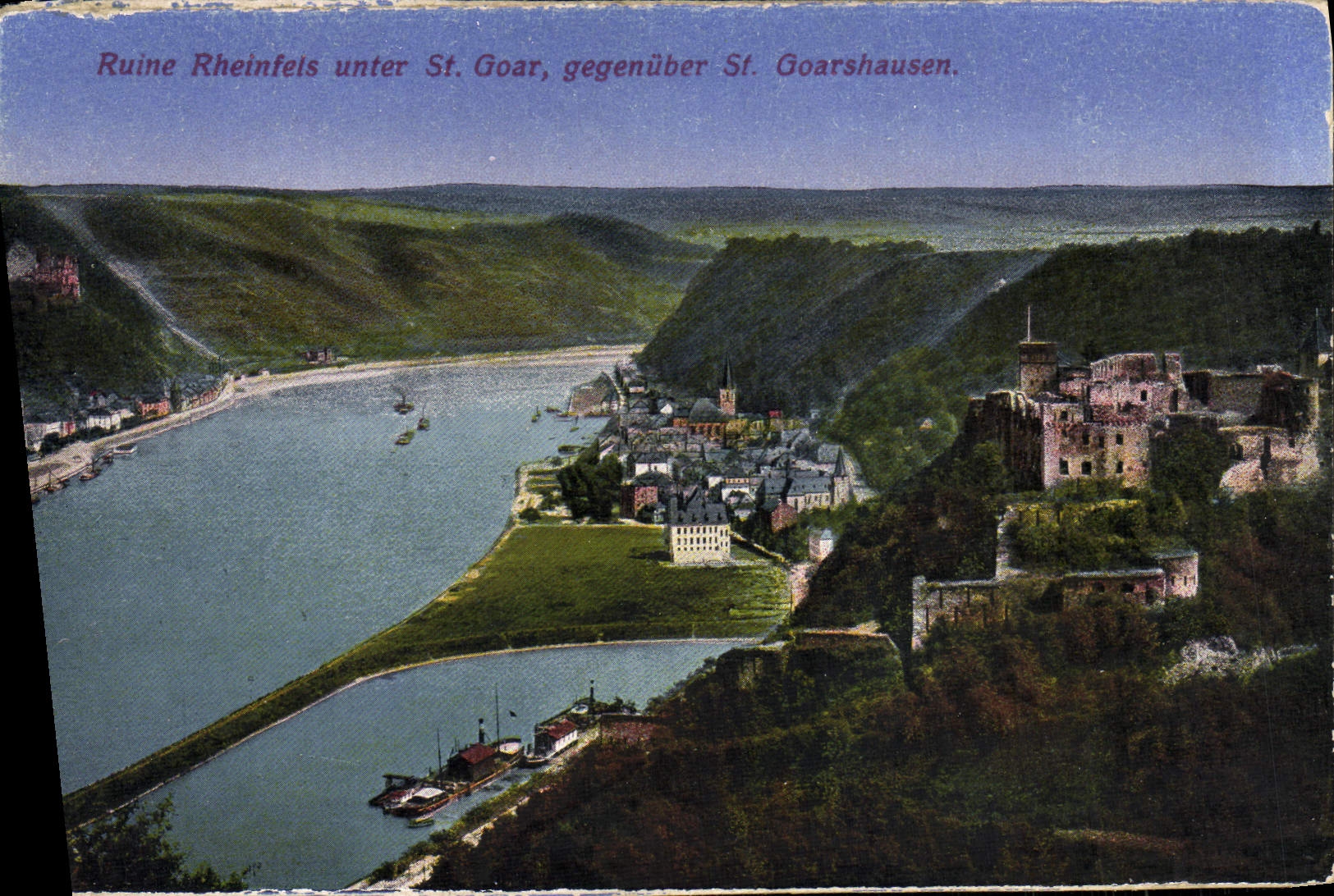 CPA Essen Ruine Rheinfets Unter St Goar