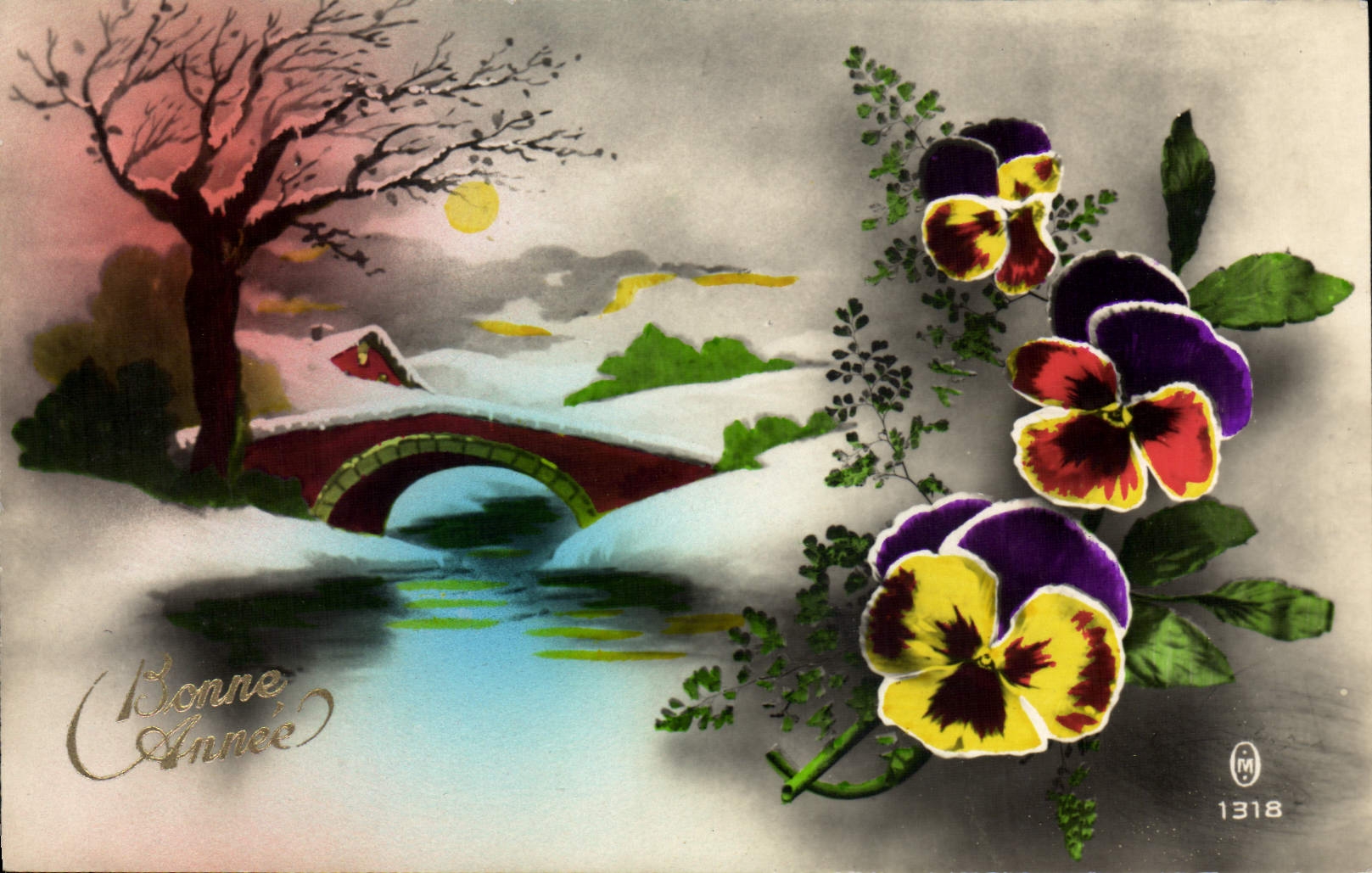 CPA Bonne Annee Fleurs