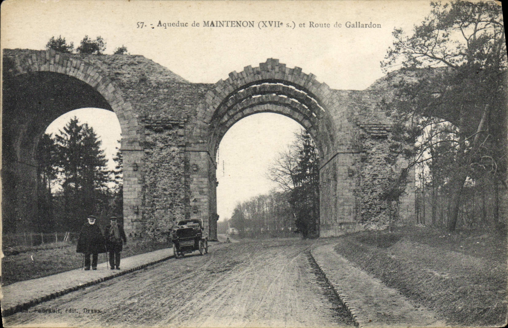 VINTAGE POSTCARD Nogent Rotrou Aqueduct of Maintenon and Route of Gallardon