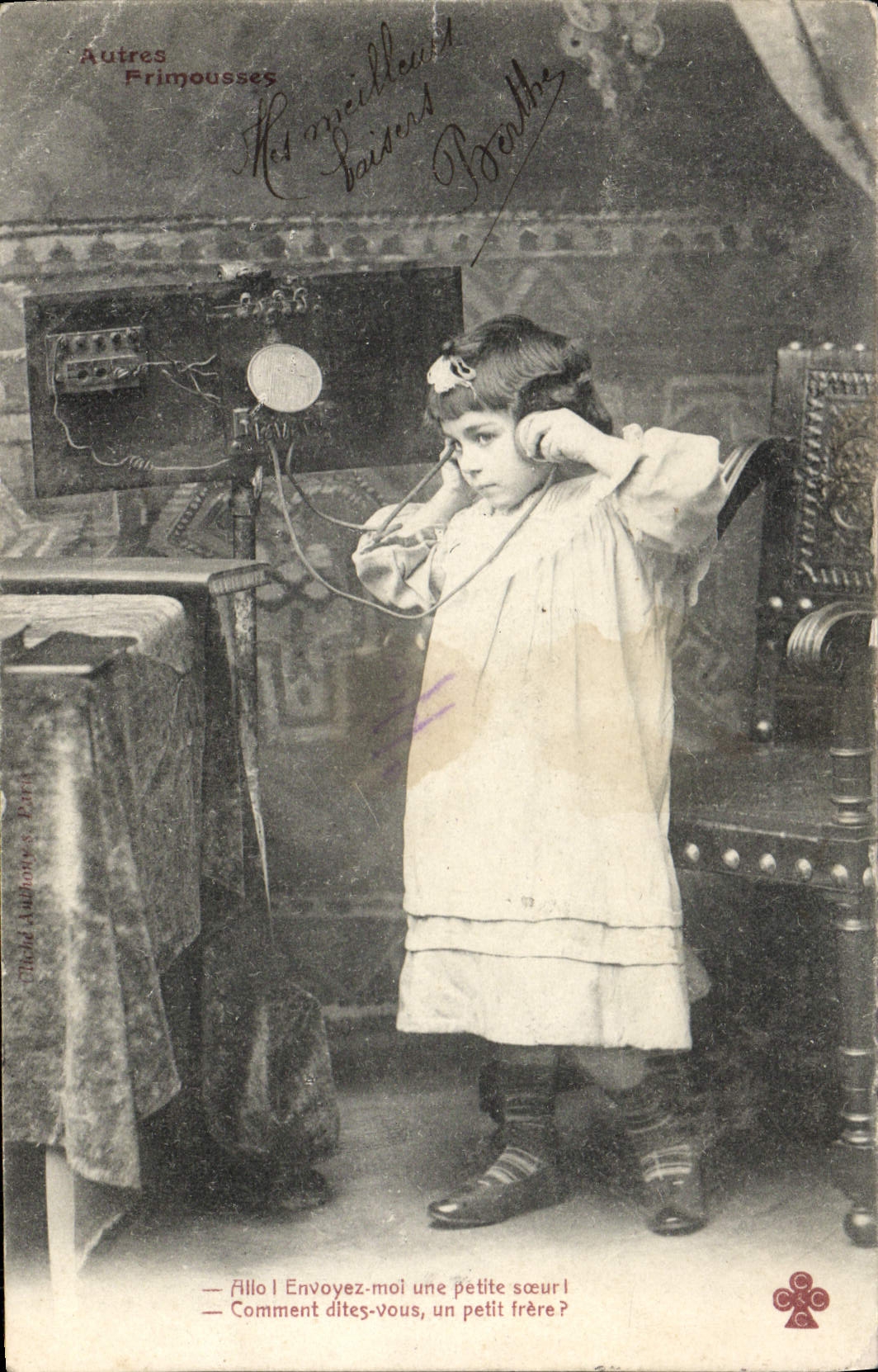 CPA Fantaisie Enfant Telephone