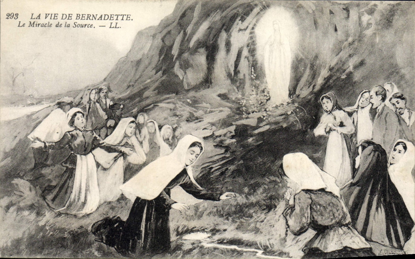 VINTAGE POSTCARD Life Of Bernadette the miracle of the source