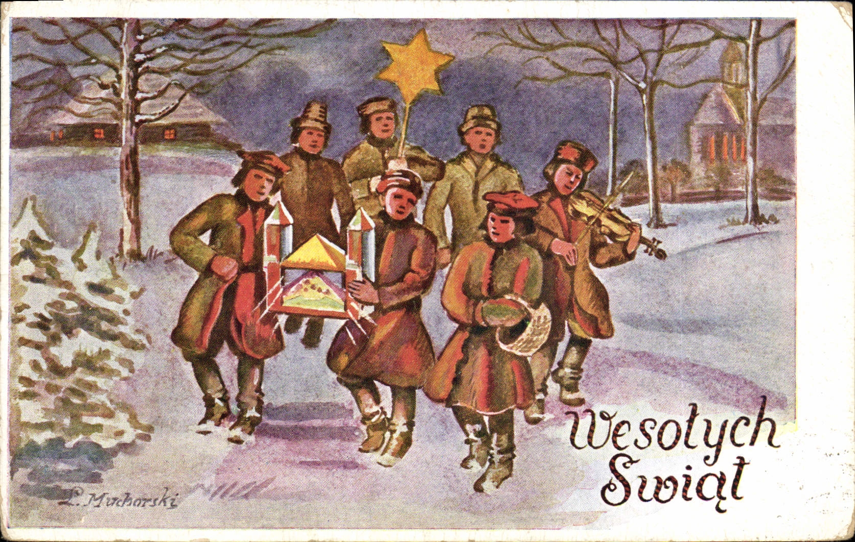 VINTAGE POSTCARD Mucharski Violin