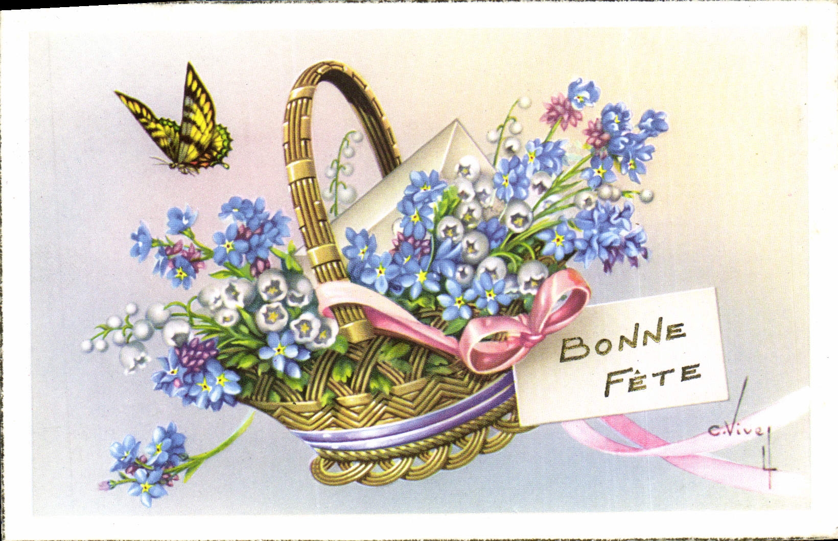 VINTAGE POSTCARD Good Fantaisie Celebrates Butterfly
