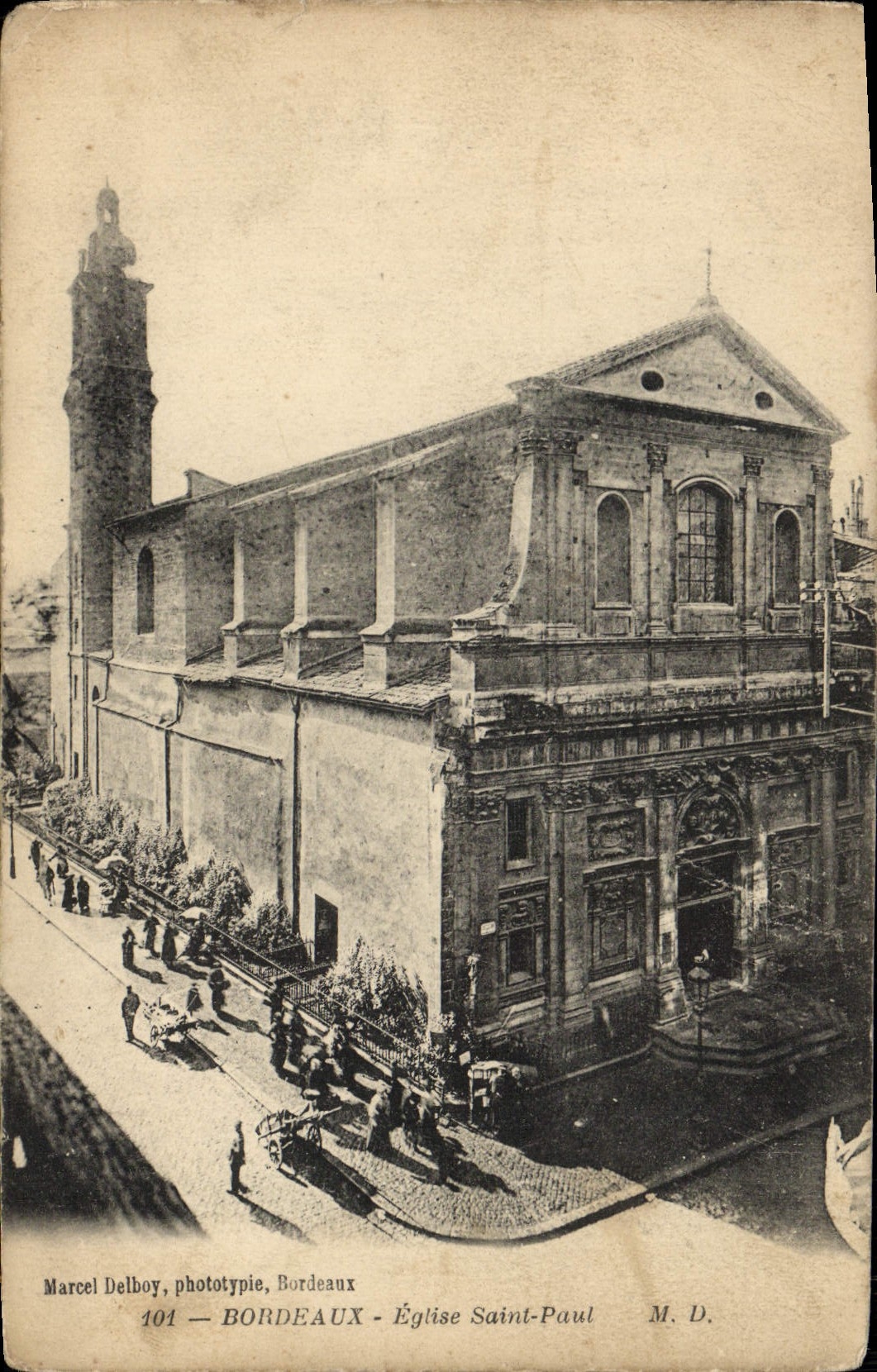 VINTAGE POSTCARD Bordeaux Saint Paul Church