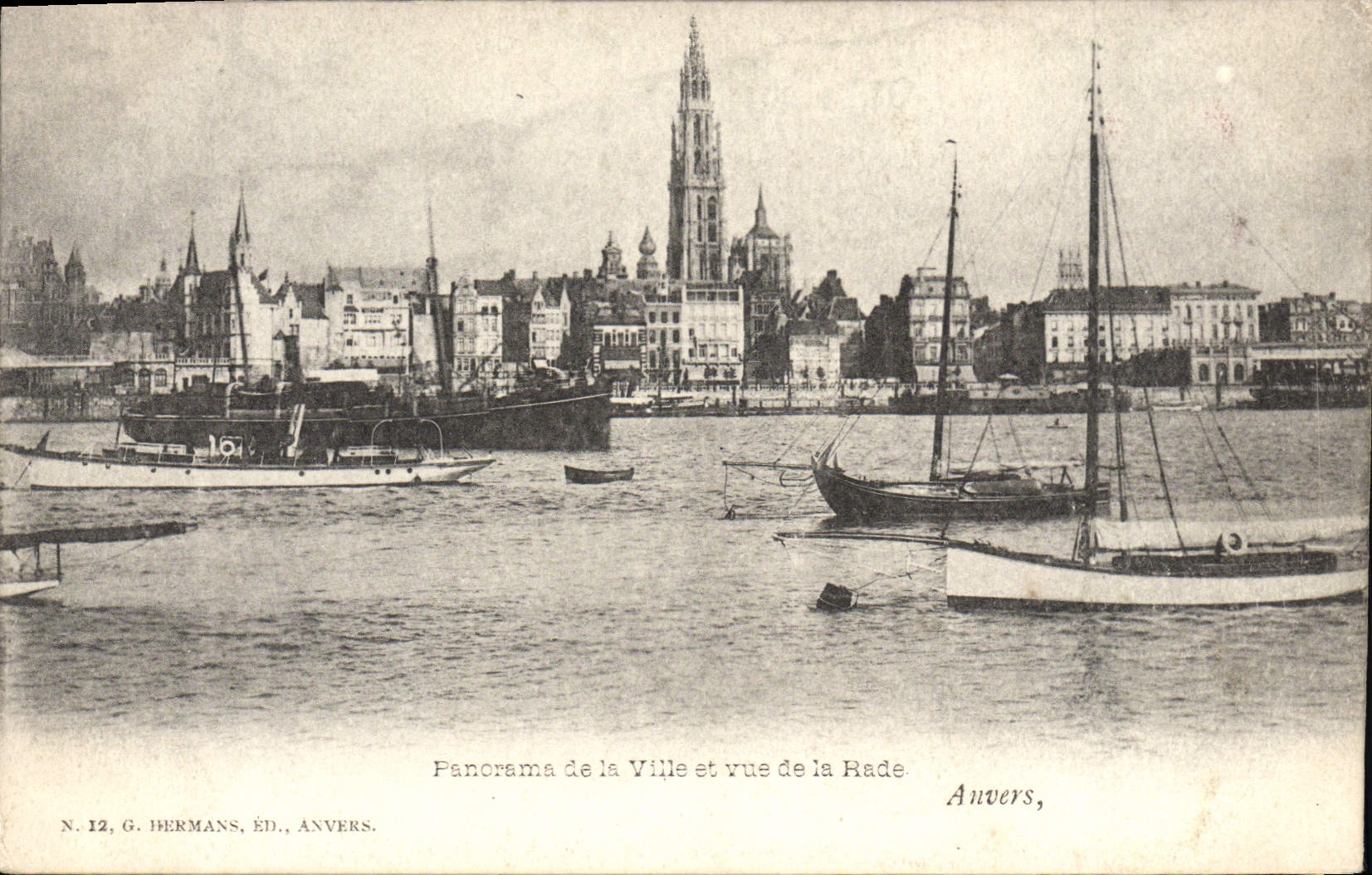 CPA Anvers Panorama De La Ville Et Vue De La Rade Bateaux