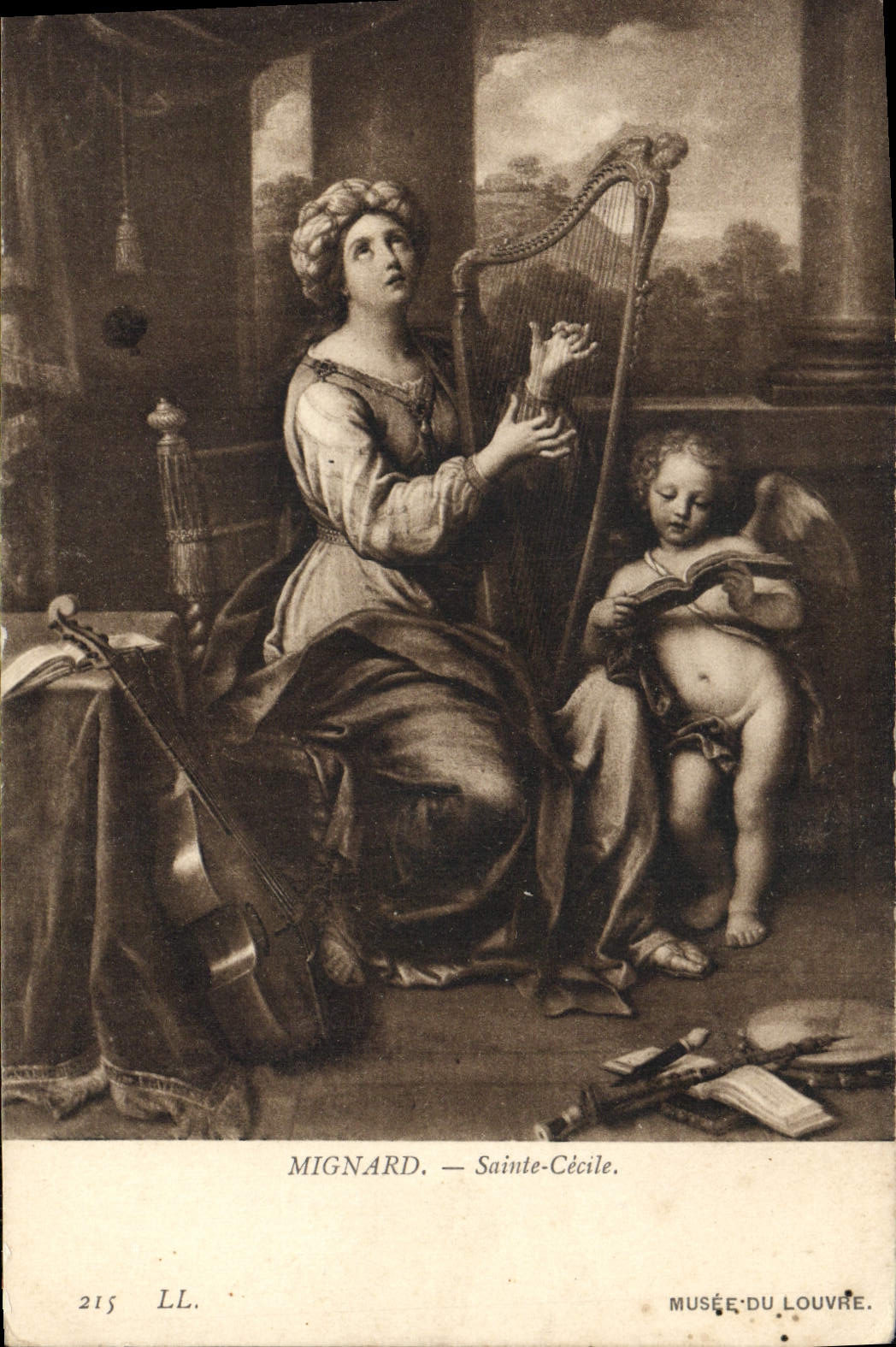 VINTAGE POSTCARD Mignard Sainte Cecile Paris Museum of Louvre