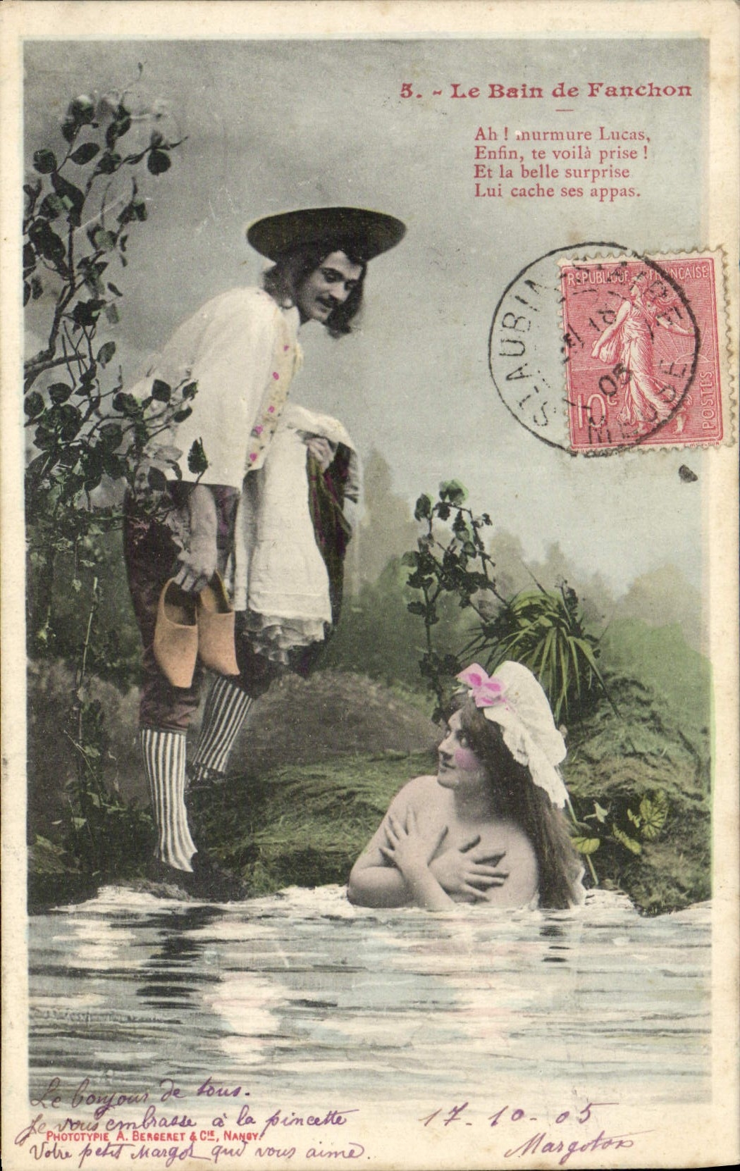 VINTAGE POSTCARD the Bath De Fanchon