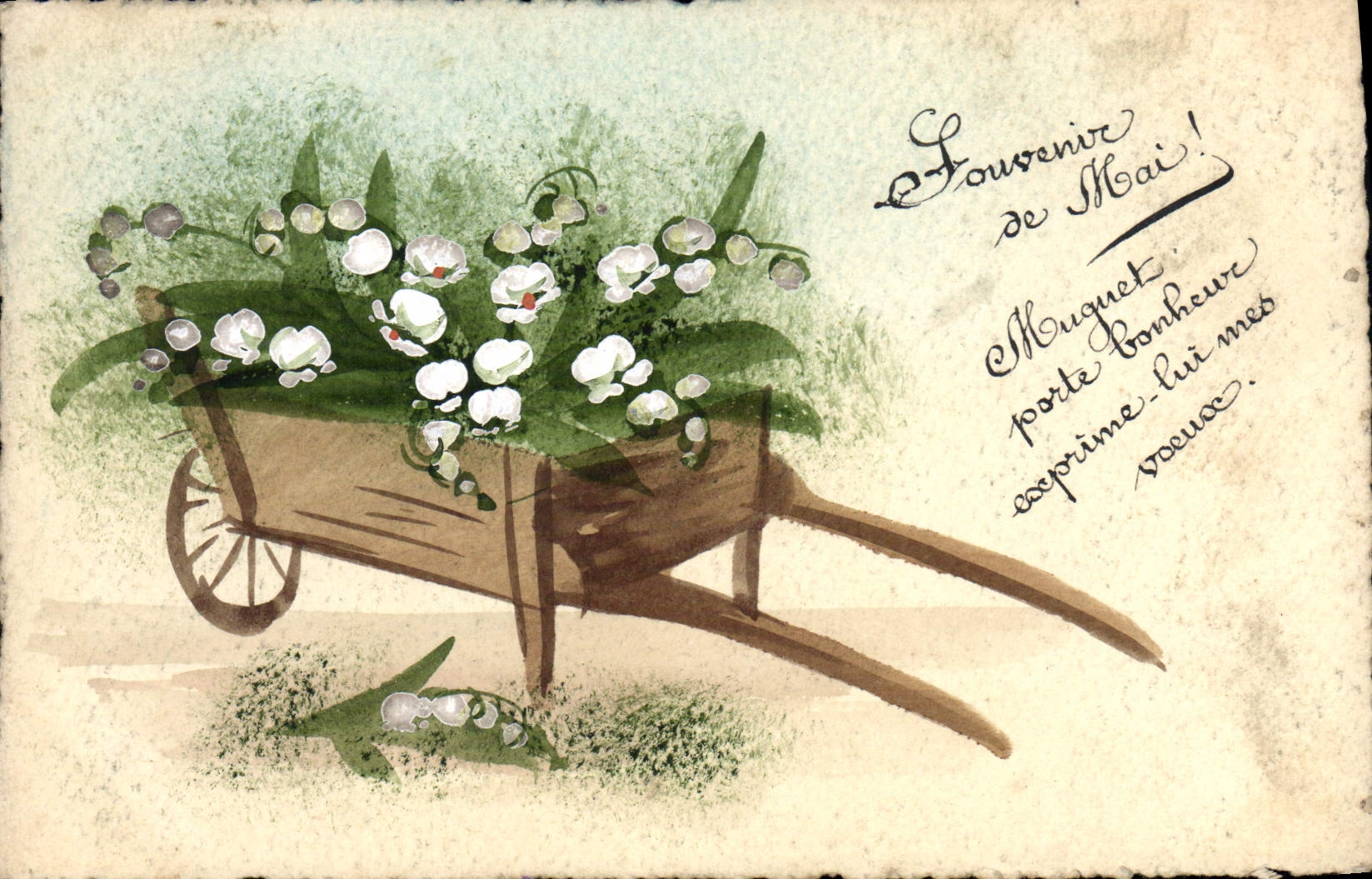 VINTAGE POSTCARD To remember Of May Flowers (drawing with the hand)