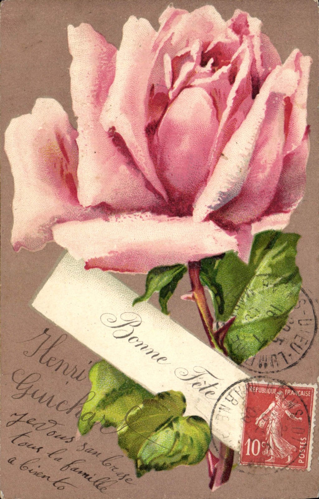 CPA Fantaisie Fleurs Rose