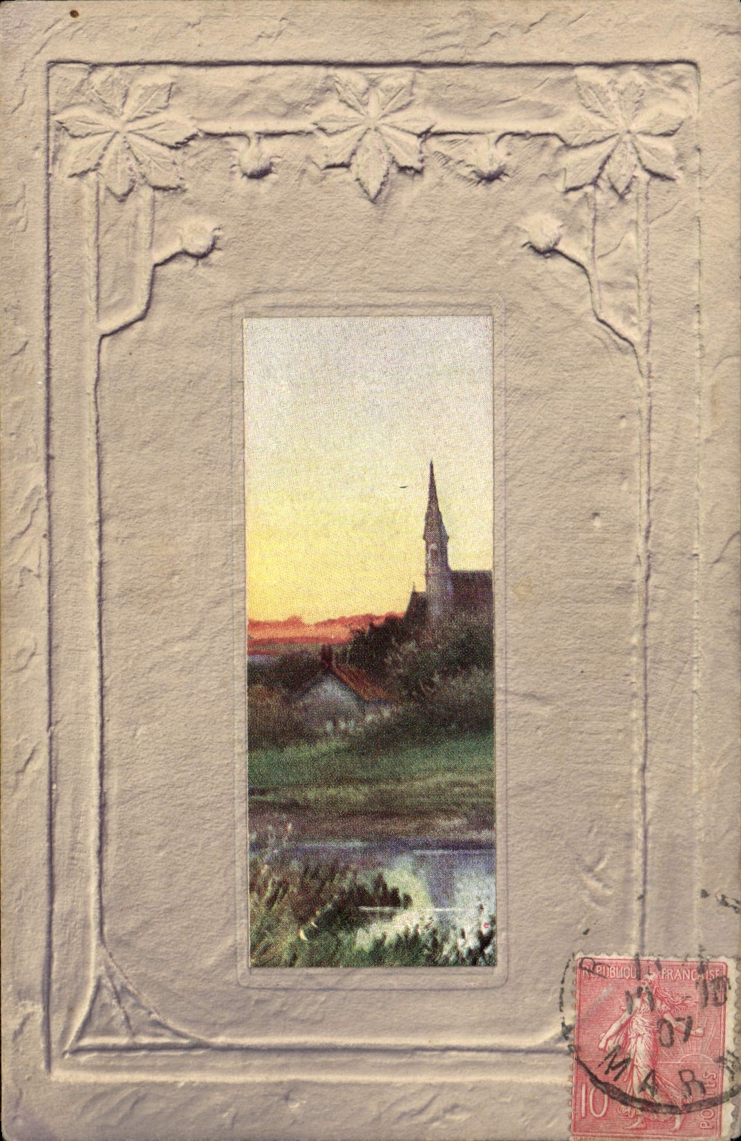 VINTAGE POSTCARD Fantasy Landscape Bell-tower