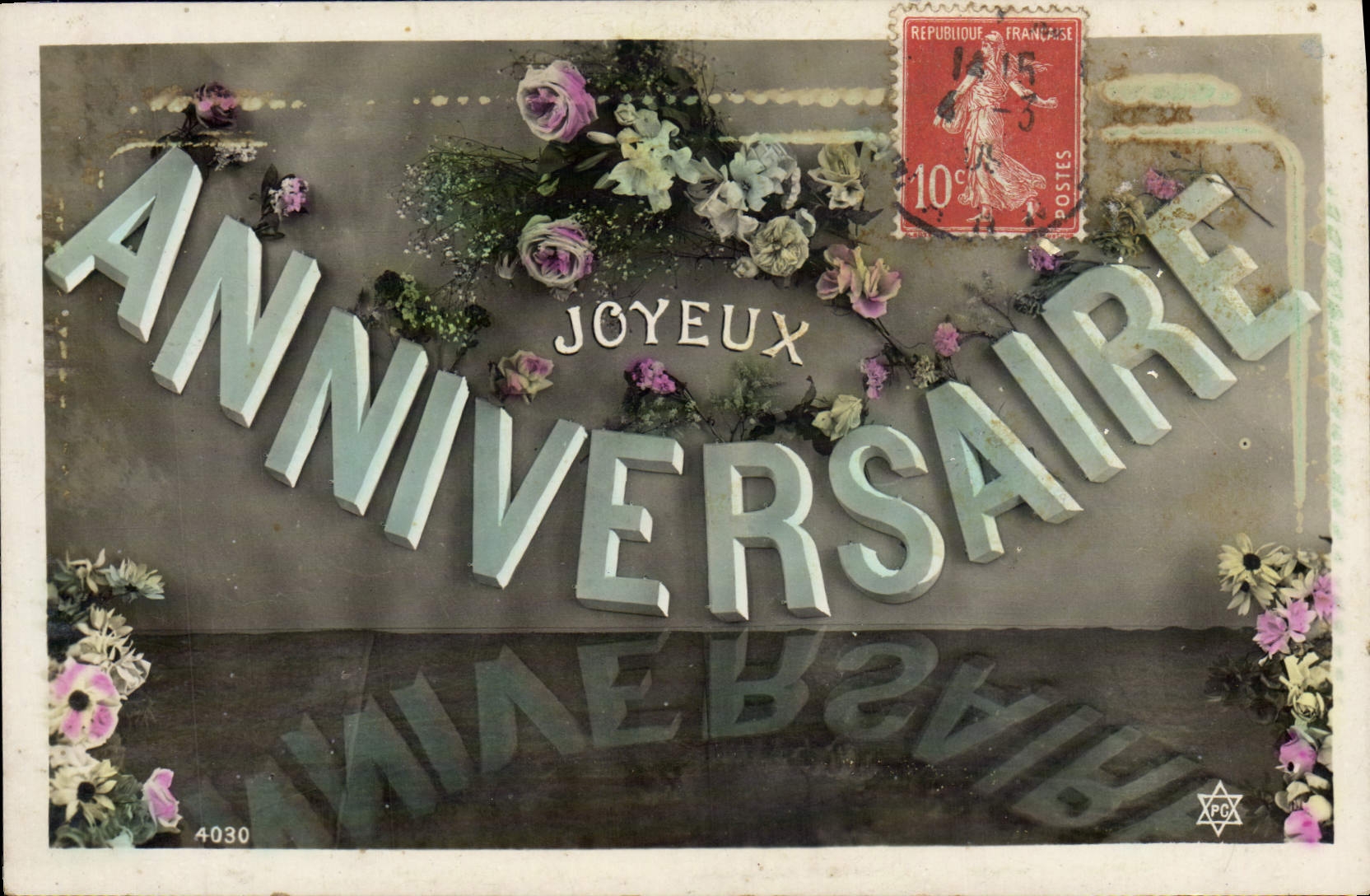 CPA Fantaisie Fleurs Anniversaire