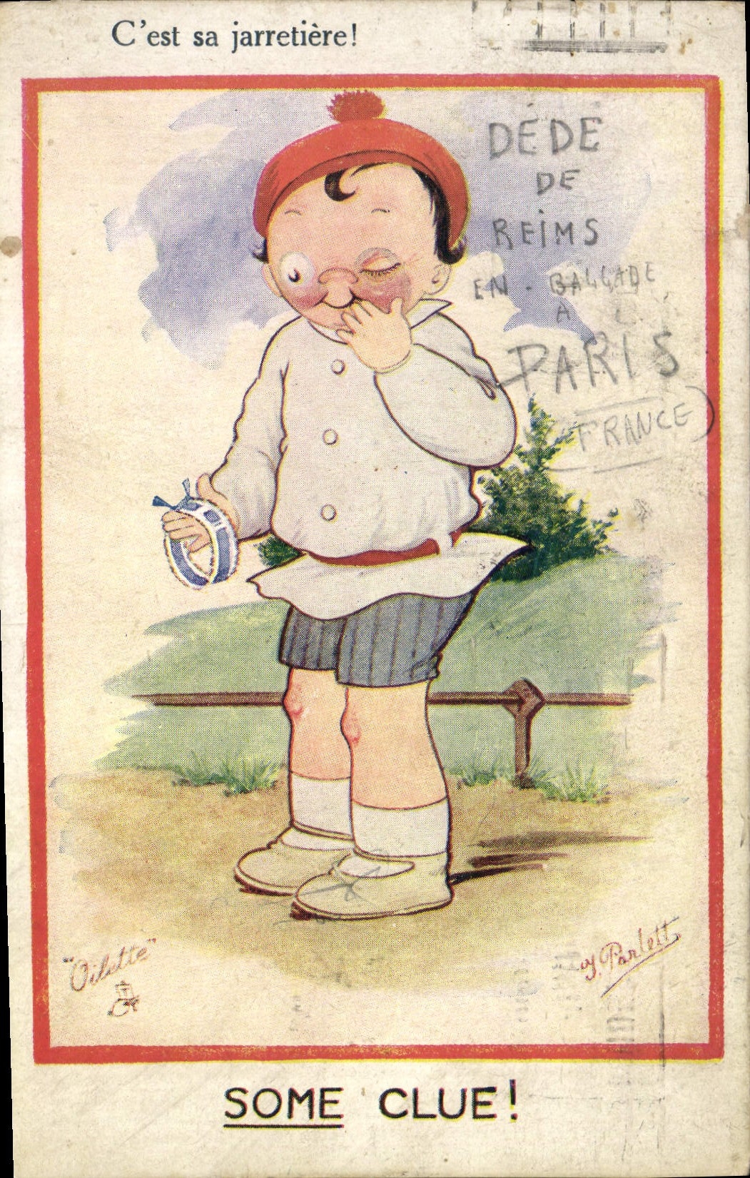 CPA Fantaisie C'est sa jarretiere 