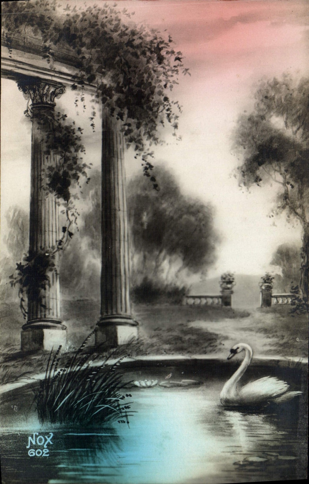 VINTAGE POSTCARD Fantasy Swan