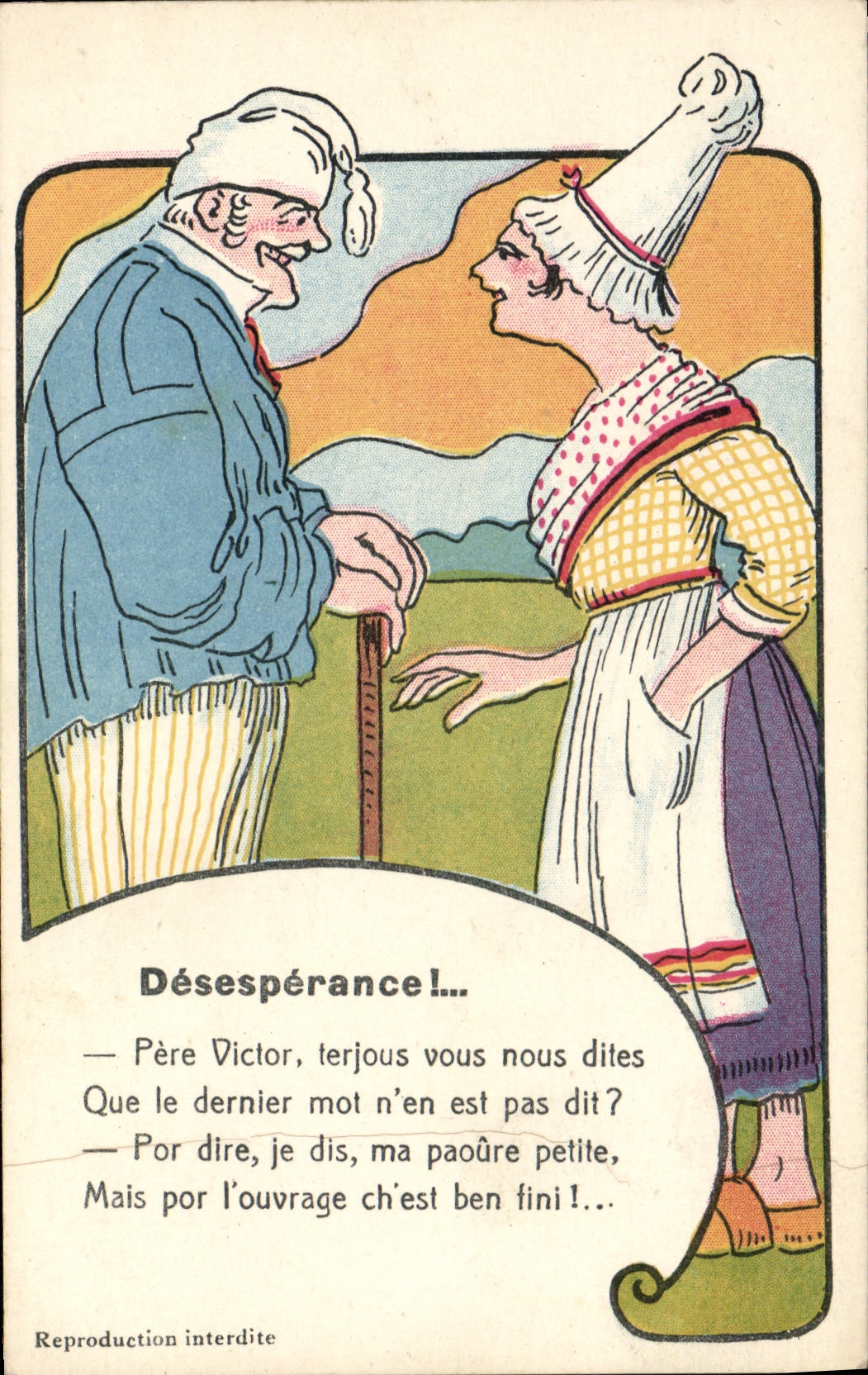 VINTAGE POSTCARD Fantasy Desperance Folklore