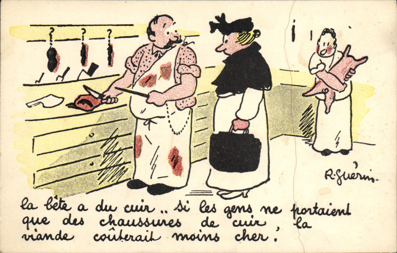 VINTAGE POSTCARD Fantasy Butcher