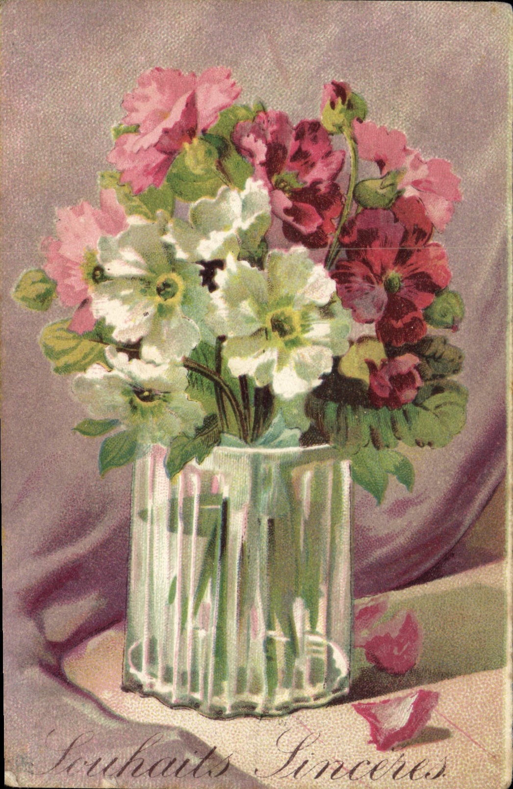 Flores de la fantasía de la POSTAL de la VENDIMIA
