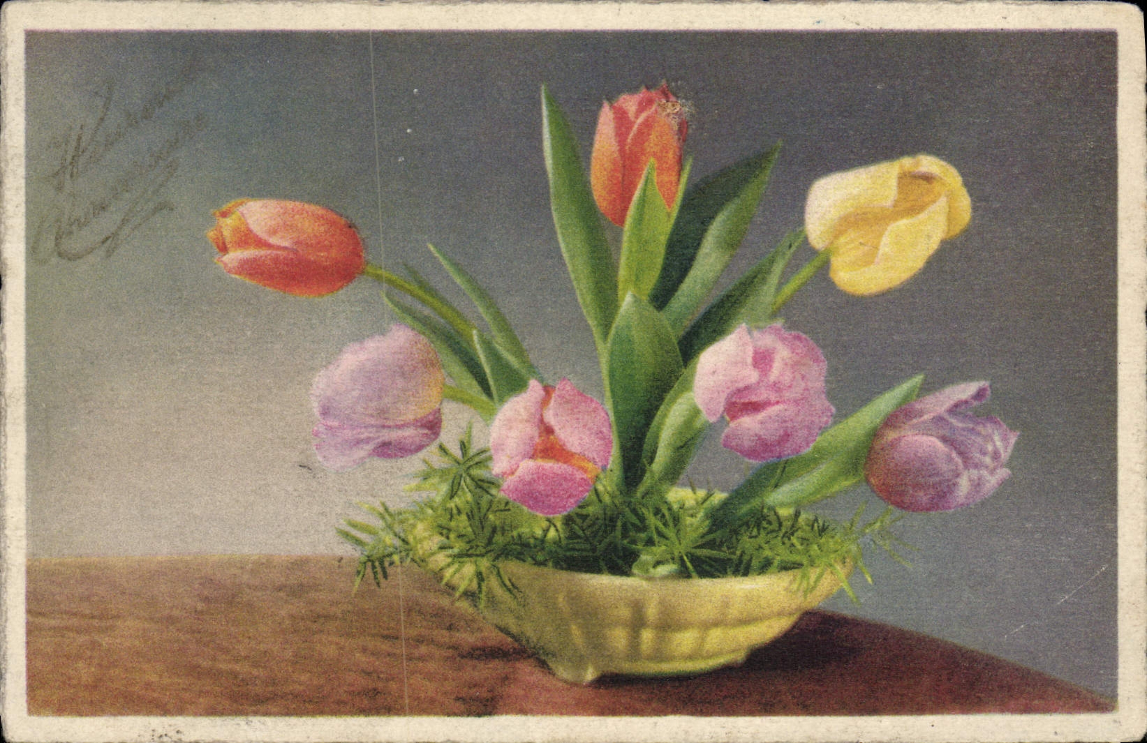 CPA Fantaisie Fleurs tulipes