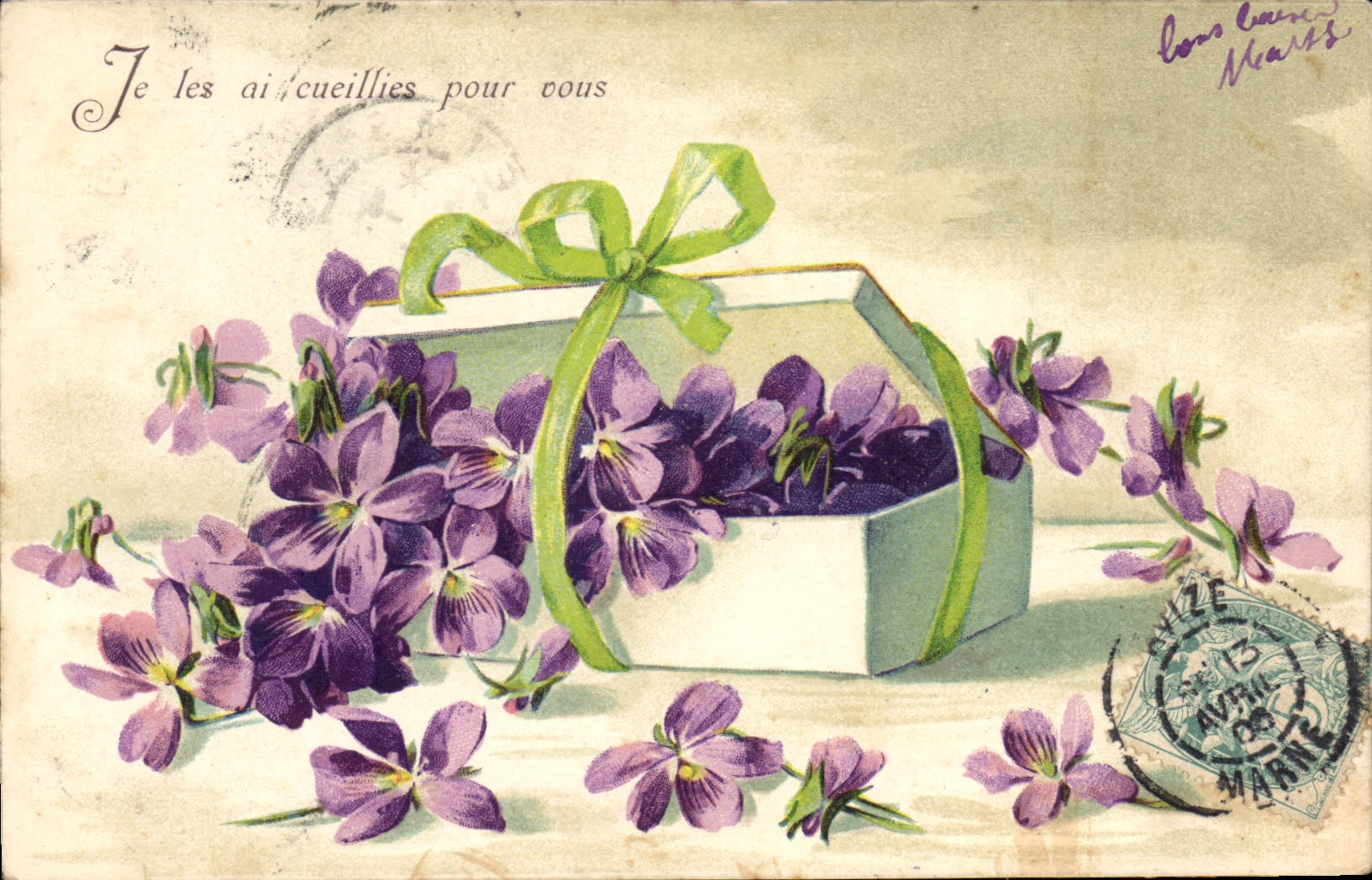 Flores de la fantasía de la POSTAL de la VENDIMIA