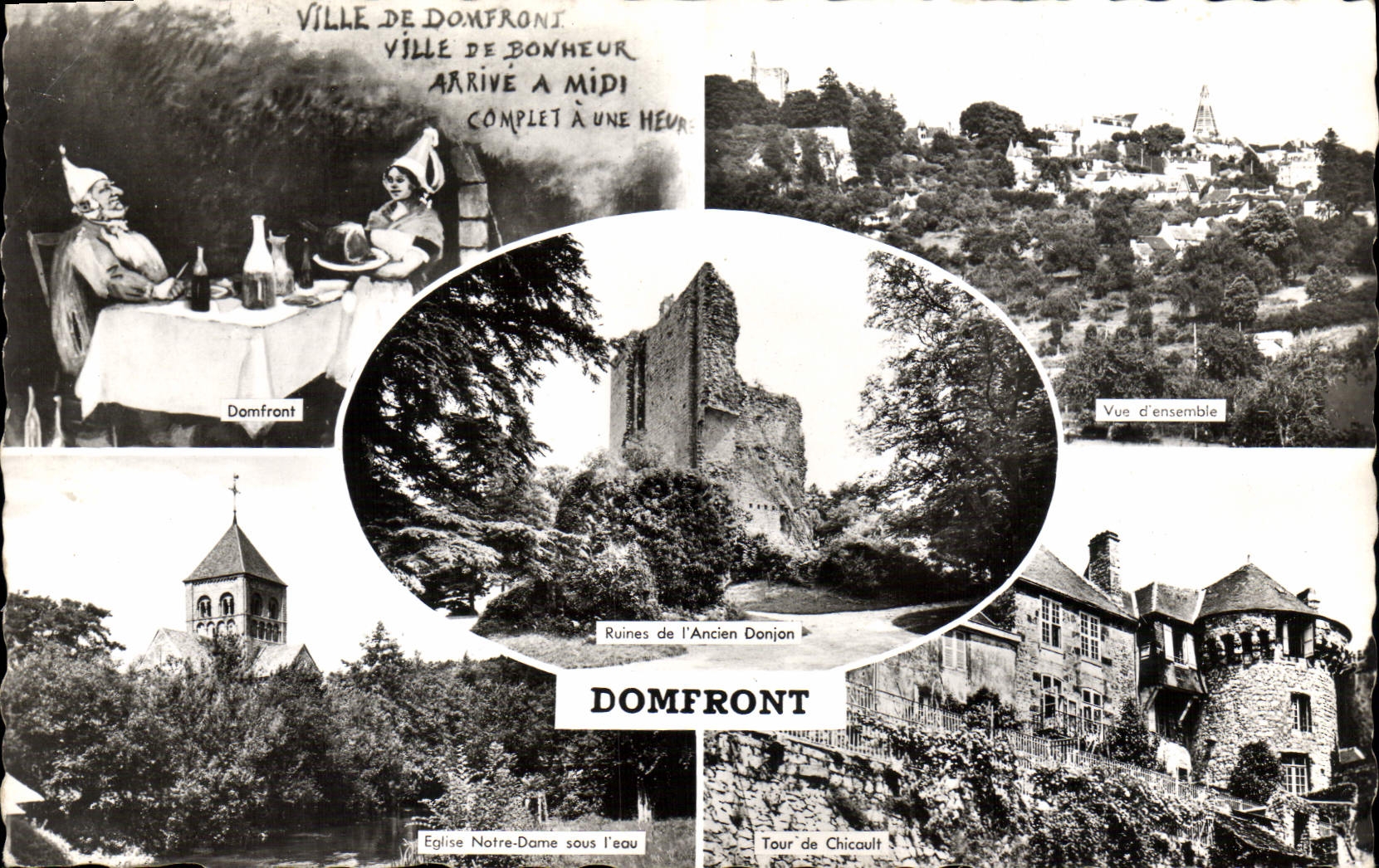 CPM Domfront Eglise Notre Dame Vue d'ensemble Tour de Chicault