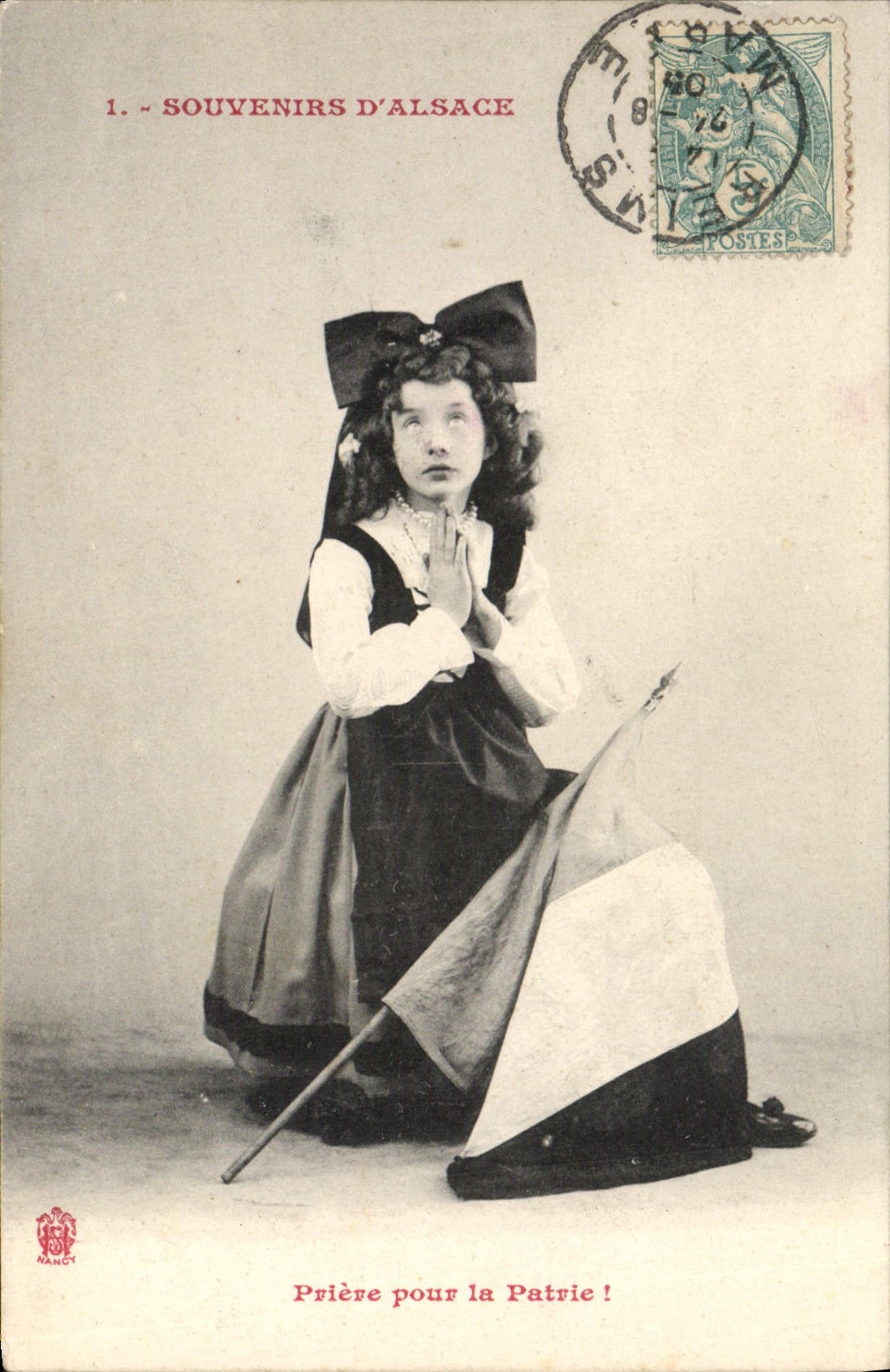 CPA Fantaisie Enfant Alsace Folklore Priere pour la patrie 