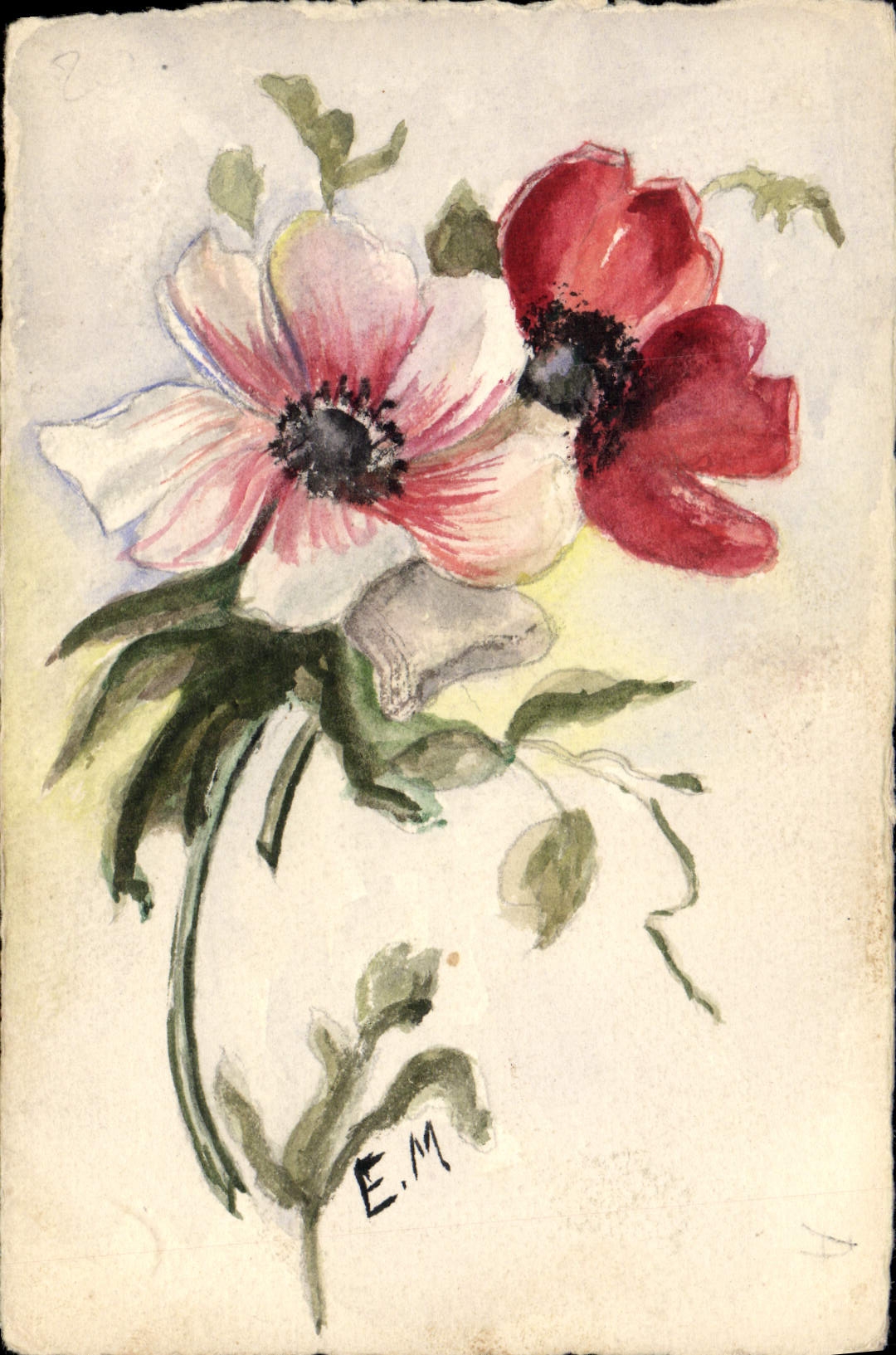 Flores de la fantasía de la POSTAL de la VENDIMIA