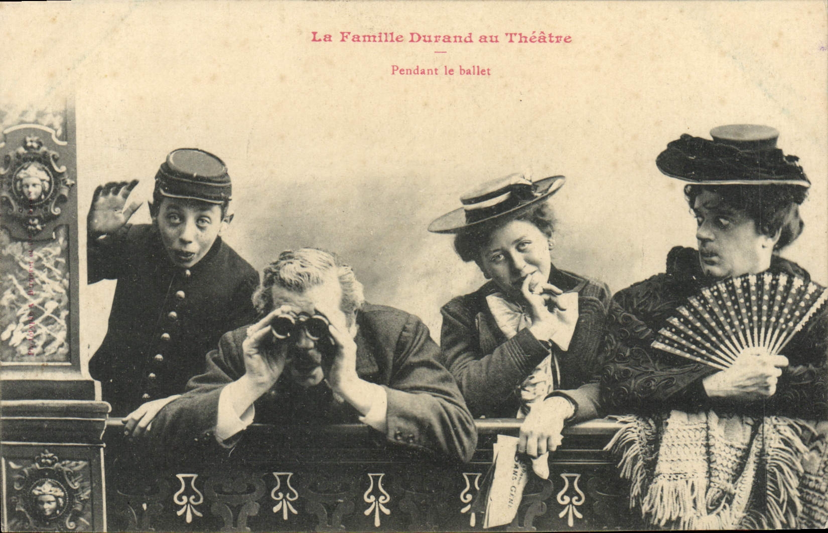 VINTAGE POSTCARD Fantasy Woman the Durand family with the theater During balling it Range