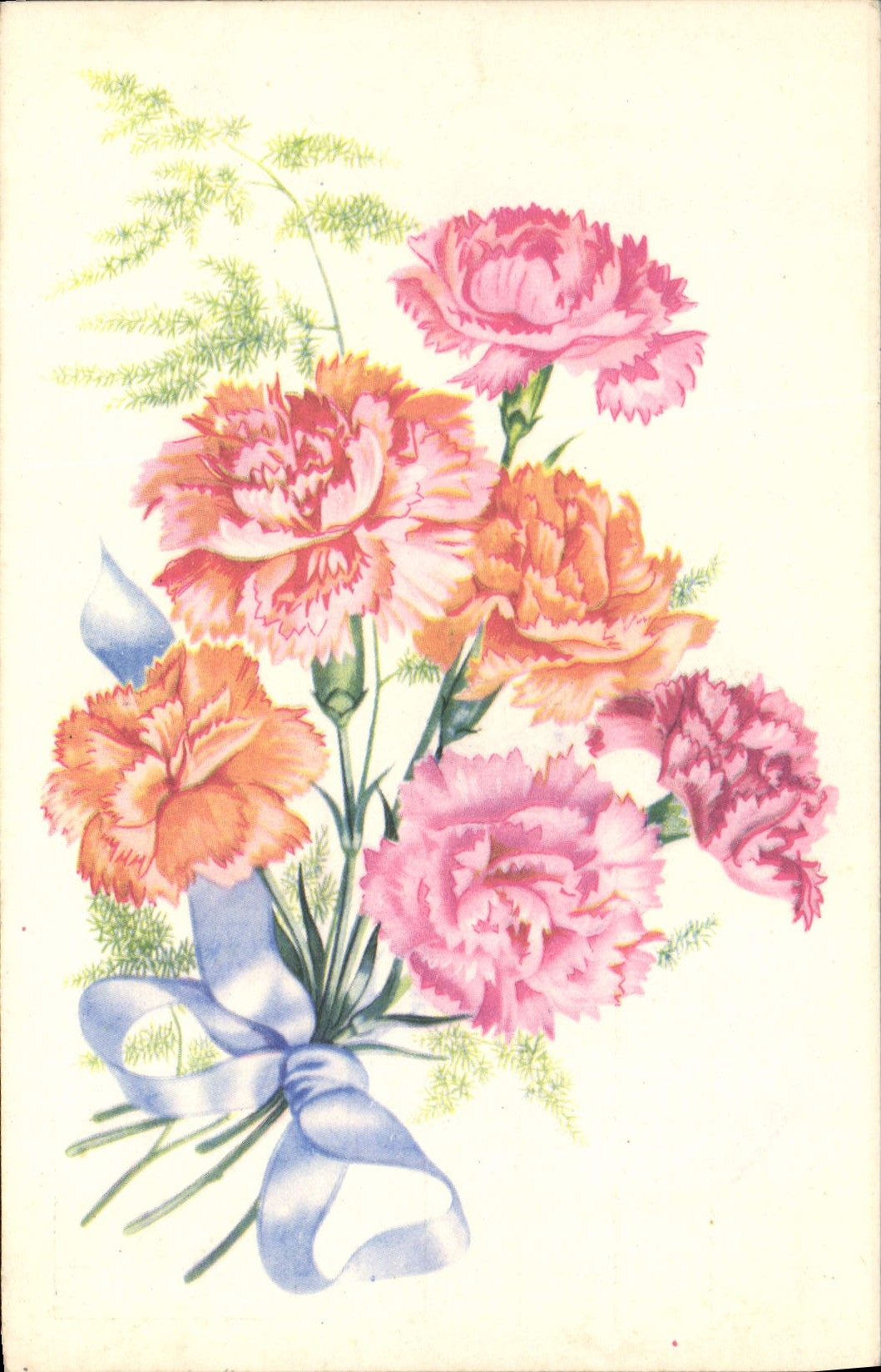 Flores de la fantasía de la POSTAL de la VENDIMIA