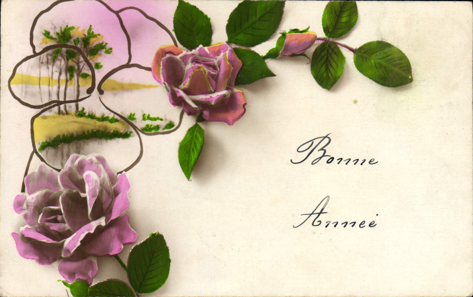 Flores de la fantasía de la POSTAL de la VENDIMIA