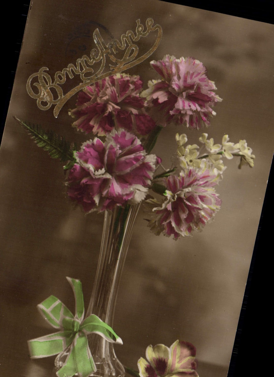 Flores de la fantasía de la POSTAL de la VENDIMIA