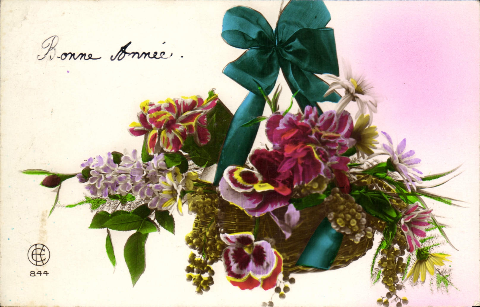 Flores de la fantasía de la POSTAL de la VENDIMIA