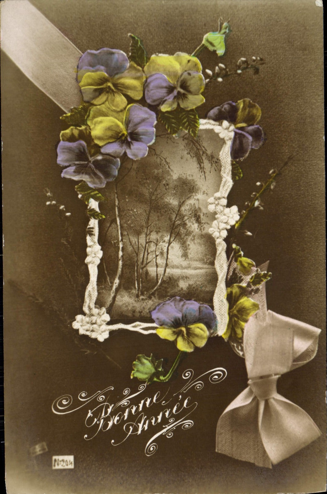 Flores de la fantasía de la POSTAL de la VENDIMIA