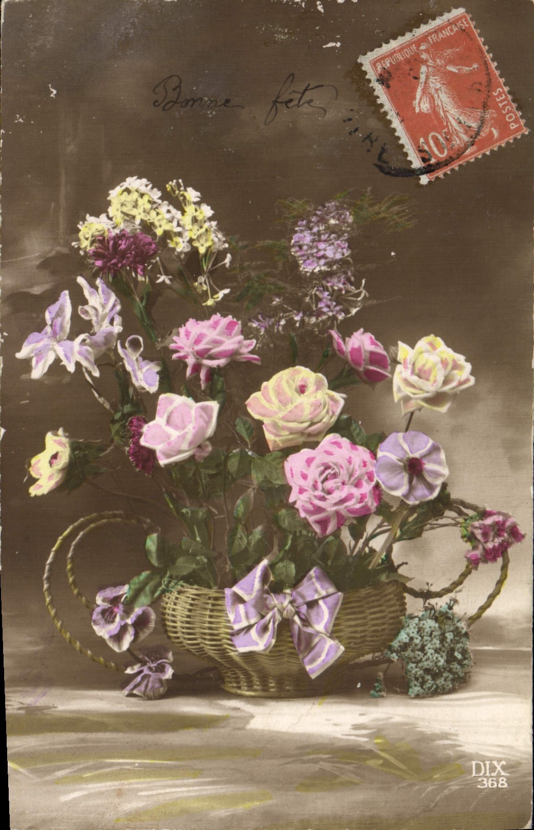 Flores de la fantasía de la POSTAL de la VENDIMIA