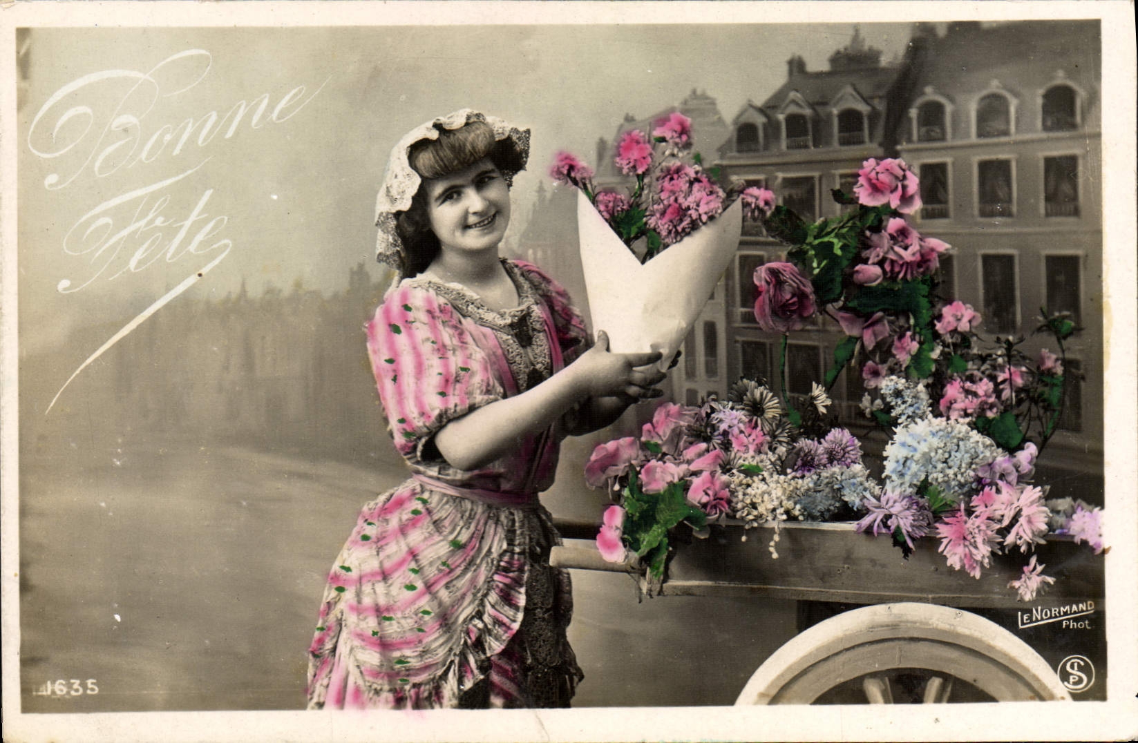 VINTAGE POSTCARD Fantasy Woman Flowers