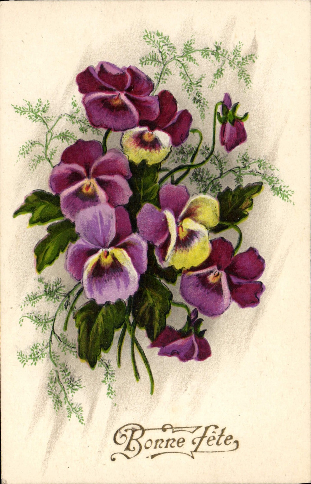Flores de la fantasía de la POSTAL de la VENDIMIA