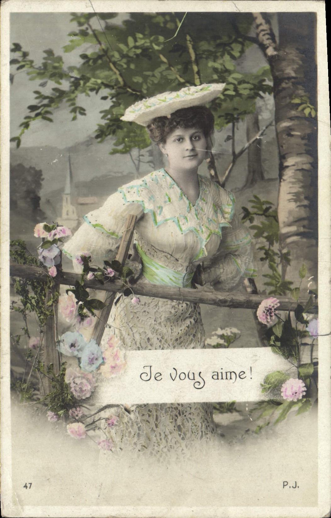 Mujer de la fantasía de la POSTAL de la VENDIMIA