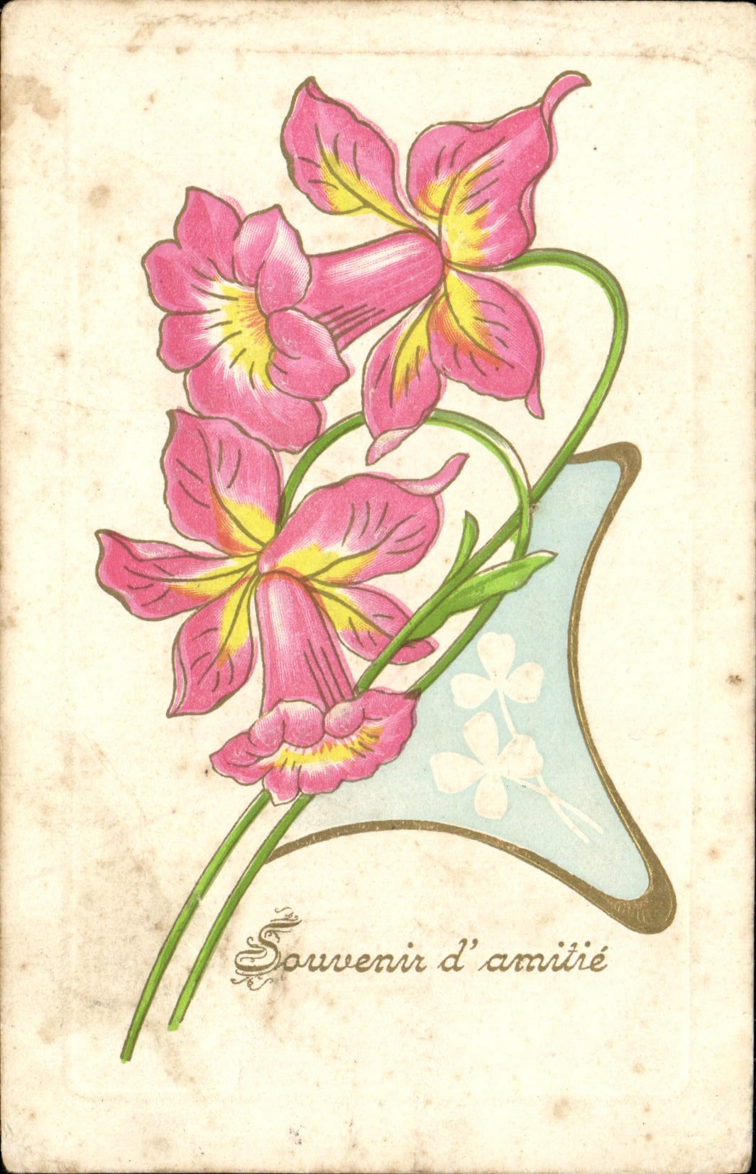 Flores de la fantasía de la POSTAL de la VENDIMIA