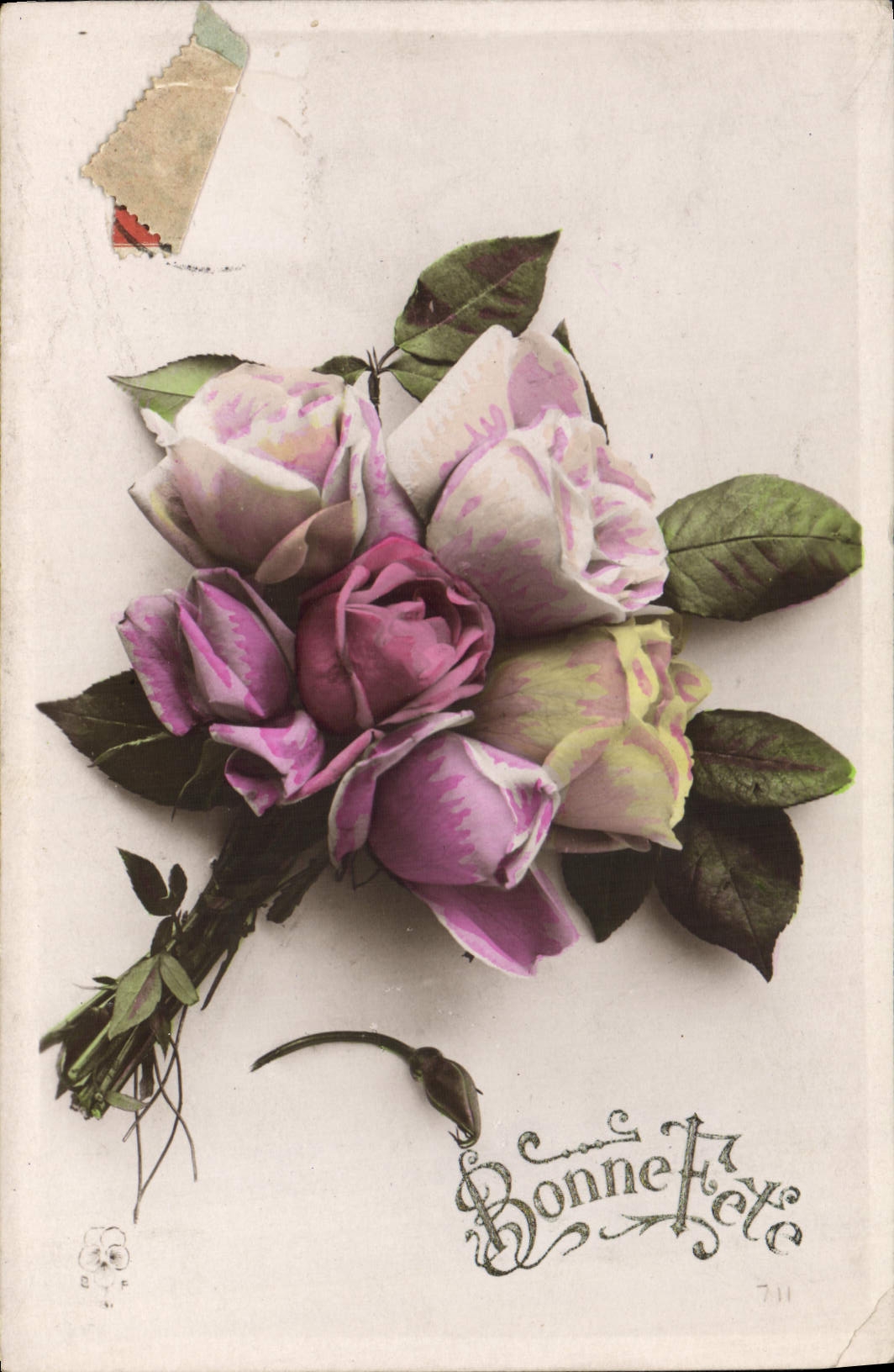 Flores de la fantasía de la POSTAL de la VENDIMIA